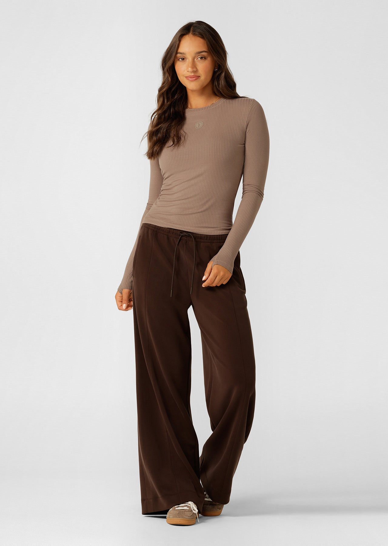 Lorna Jane Movement Long Sleeve Rib Top - Bone
