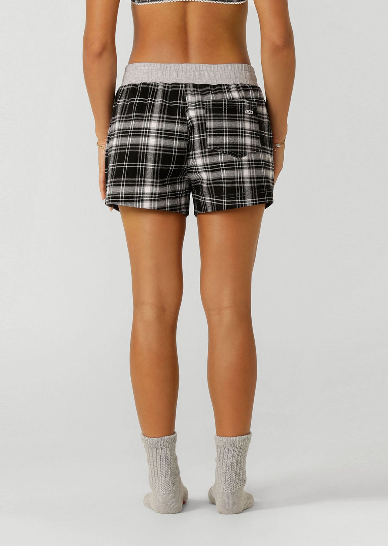 Lorna Jane Flannel Flashdance Cheeky Shorts - Black Check