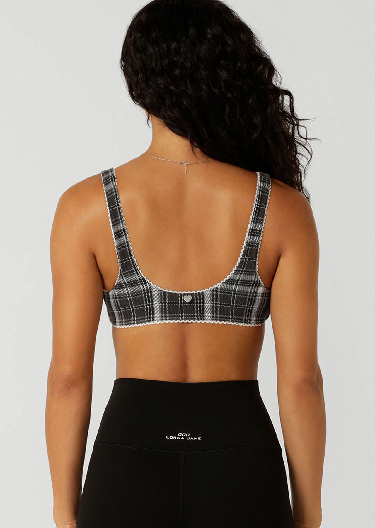 Lorna Jane Monochrome Check Lounge Bralette - Black Check