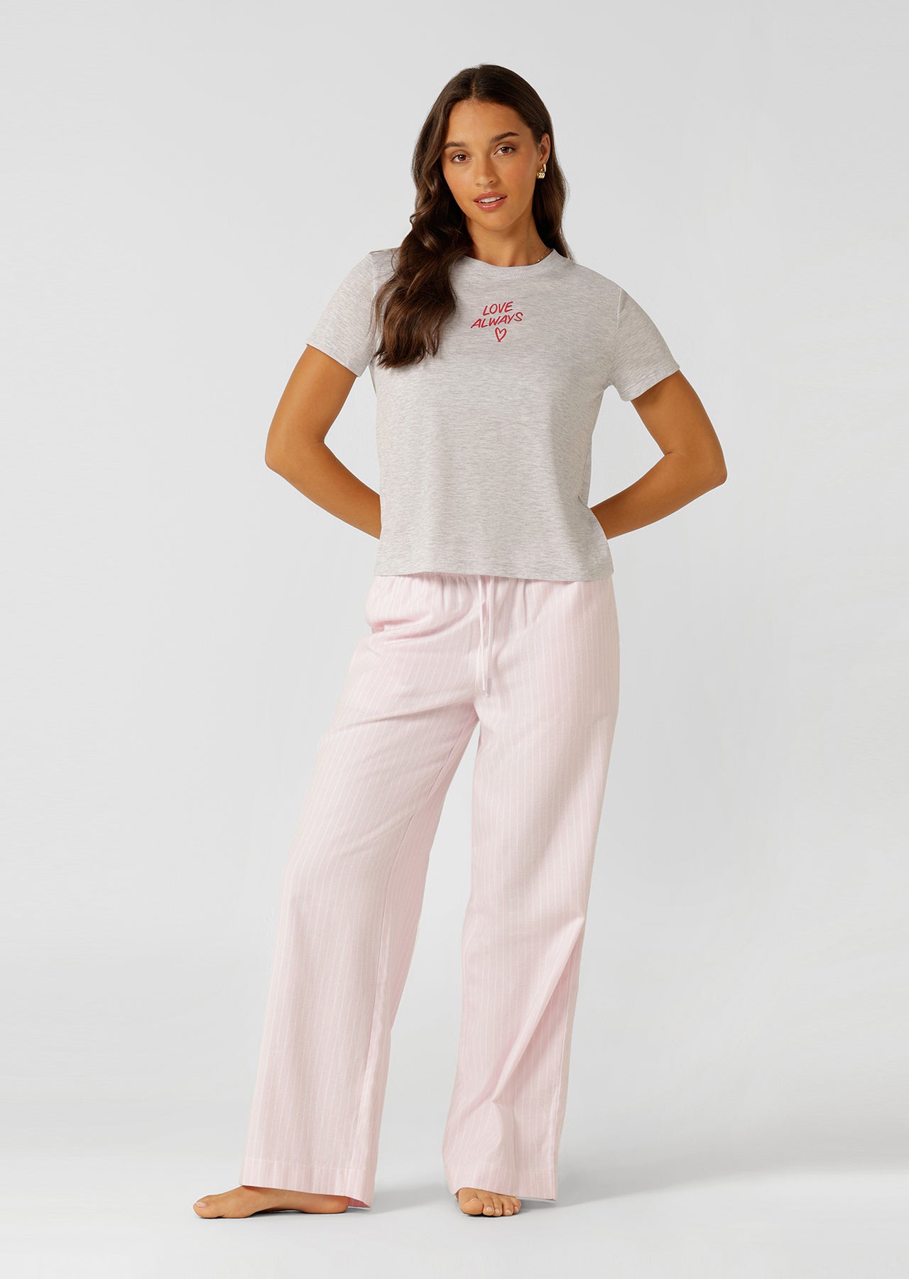 Lorna Jane Love Always Lounge T-shirt - Light Grey Marl