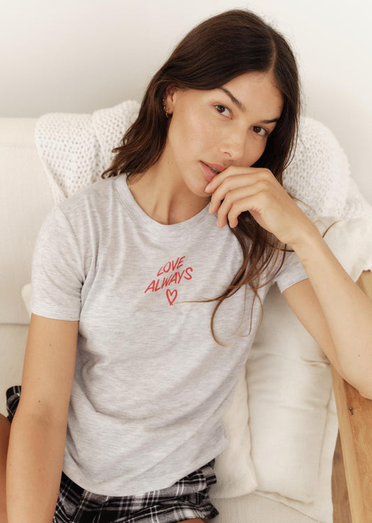 Lorna Jane Love Always Lounge T-shirt - Light Grey Marl