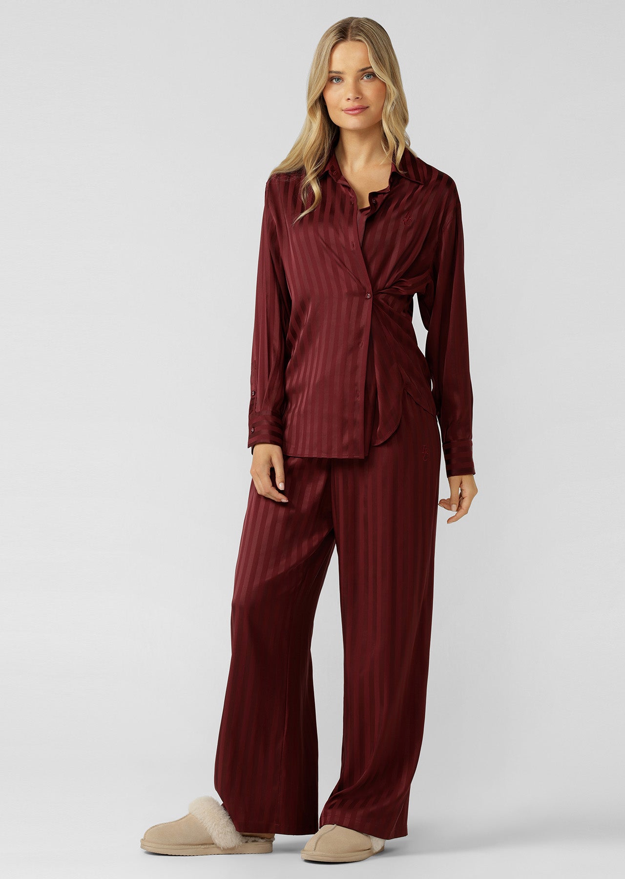 Lorna Jane After Hours Long Sleeve Sleep Shirt - Cranberry