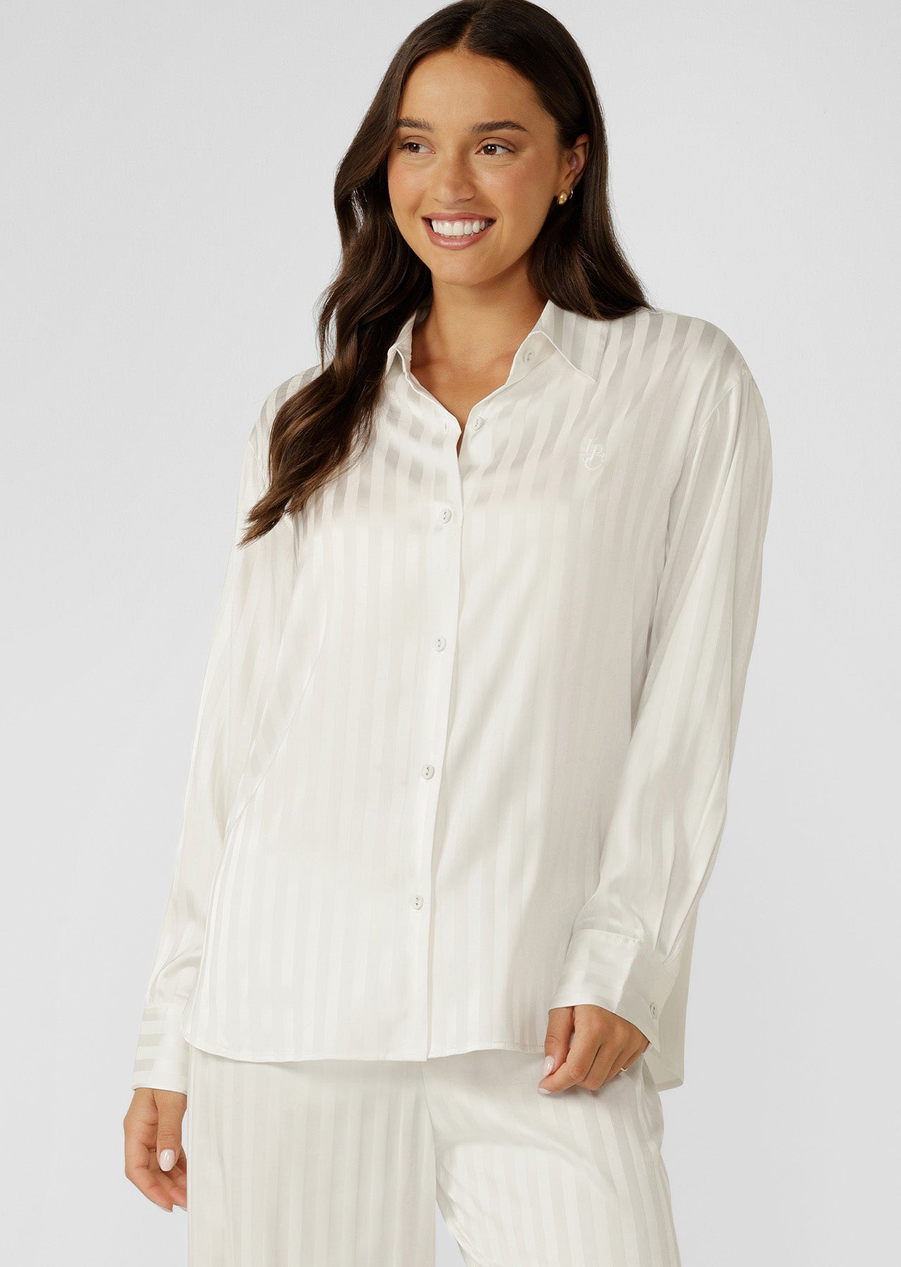 Lorna Jane After Hours Long Sleeve Sleep Shirt - Porcelain