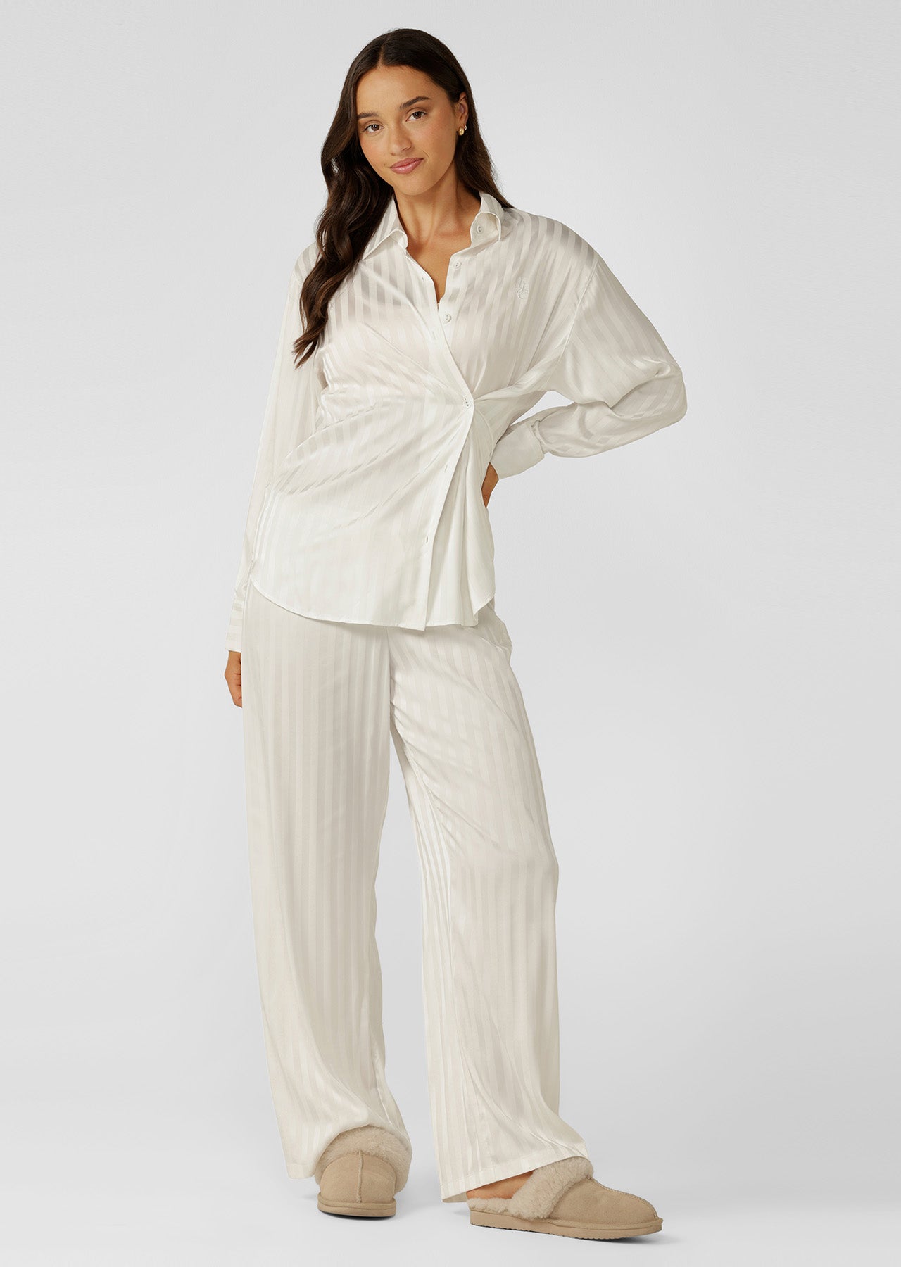 Lorna Jane After Hours Long Sleeve Sleep Shirt - Porcelain