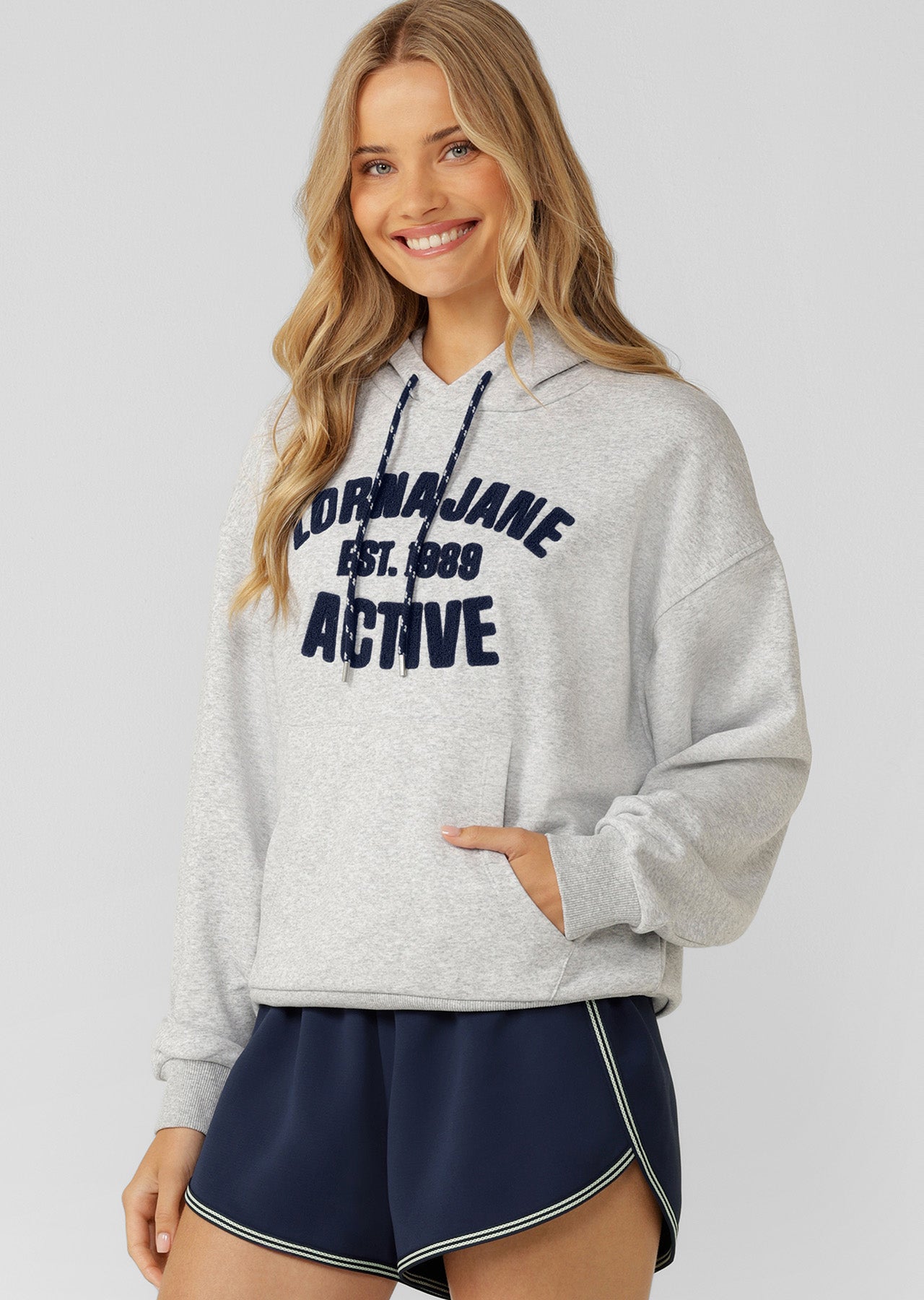 Lorna Jane Active Club Hoodie - Grey Marl