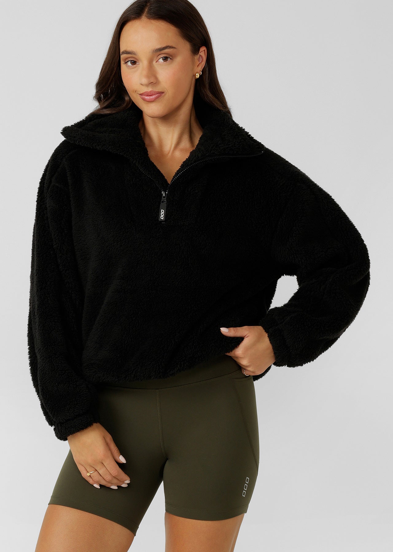 Lorna Jane Everyday Teddy Quarter Zip Sweat - Black