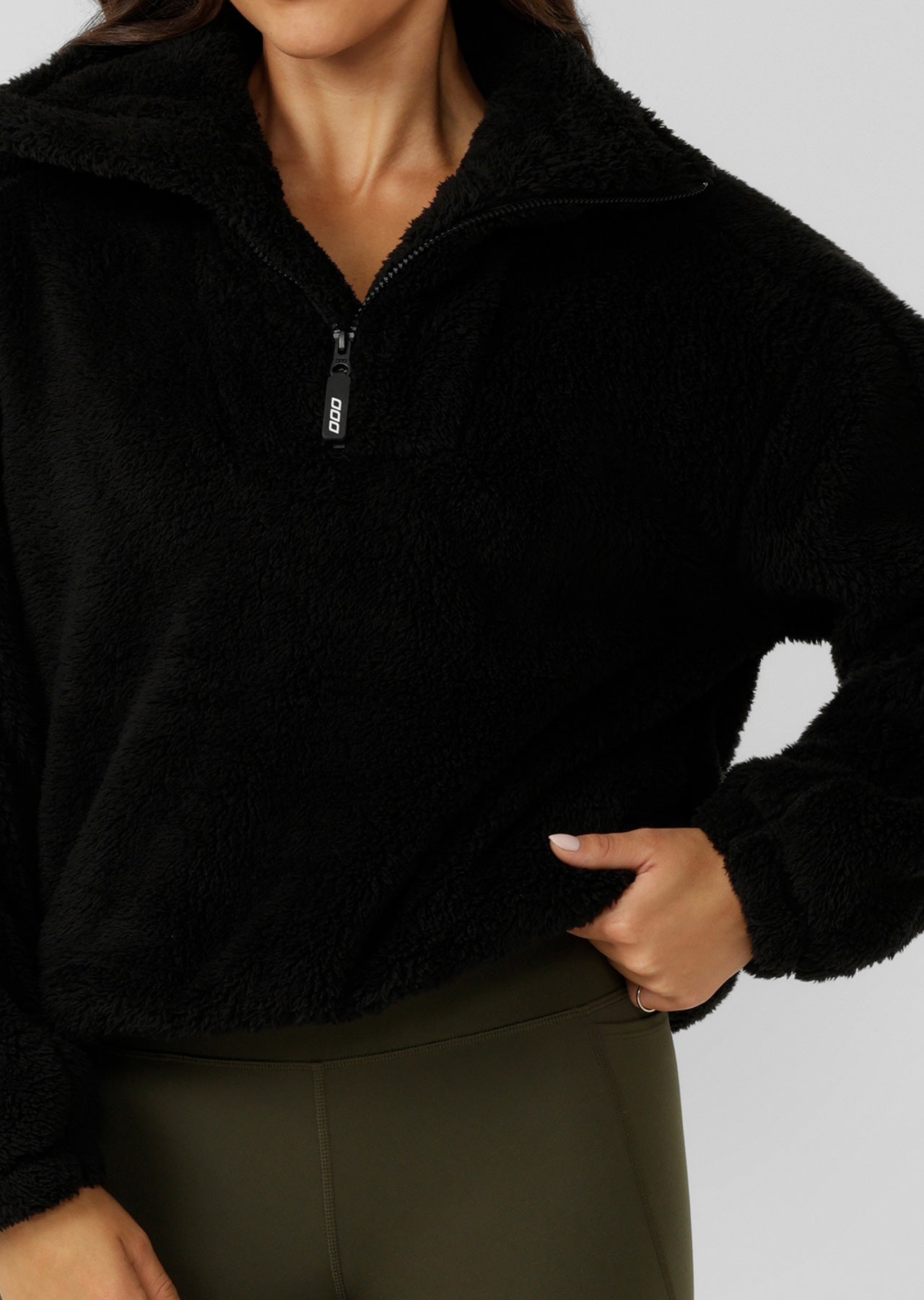 Lorna Jane Everyday Teddy Quarter Zip Sweat - Black