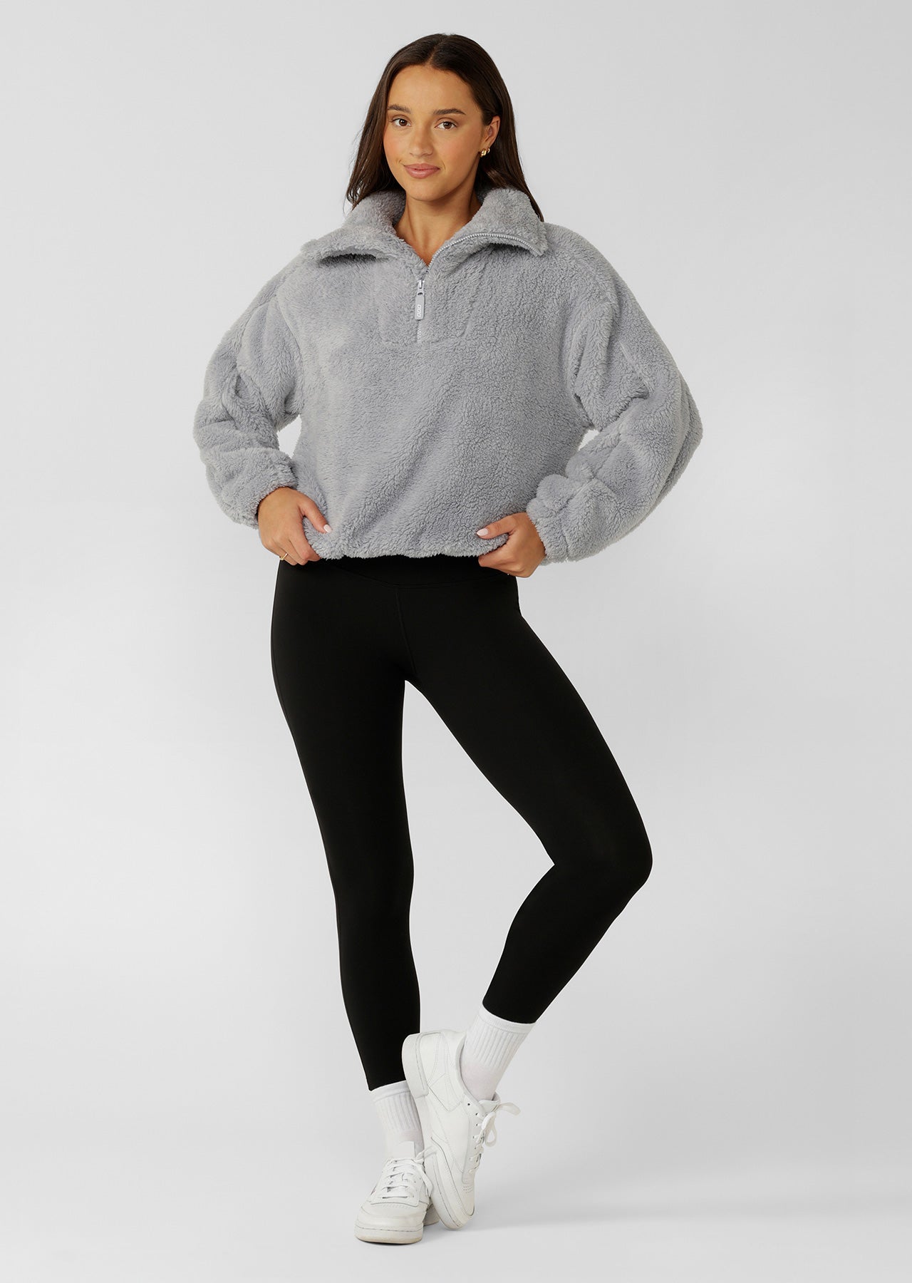 Lorna Jane Everyday Teddy Quarter Zip Sweat - Concrete Grey