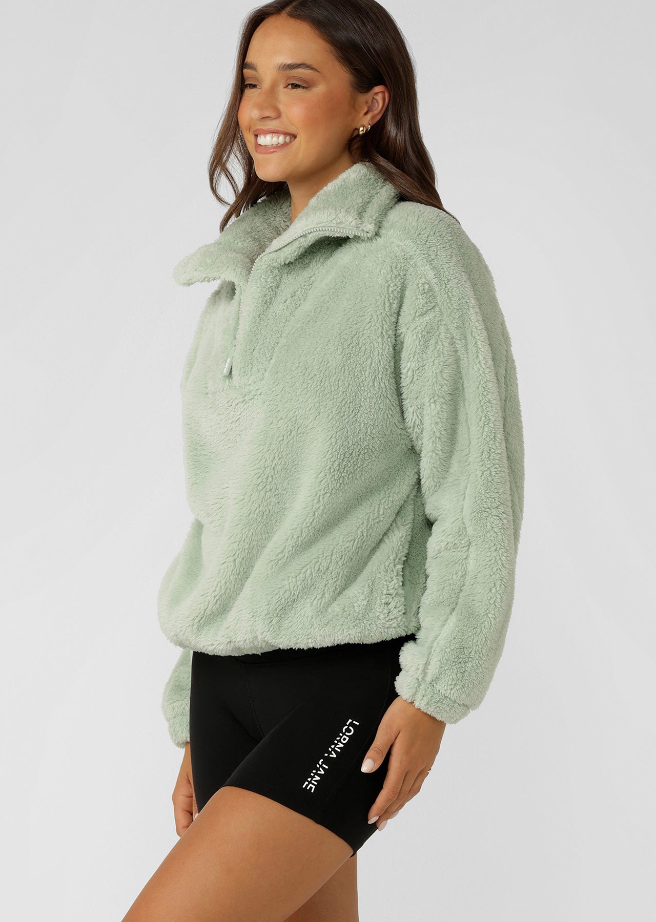 Lorna Jane Everyday Teddy Quarter Zip Sweat - Iced Matcha