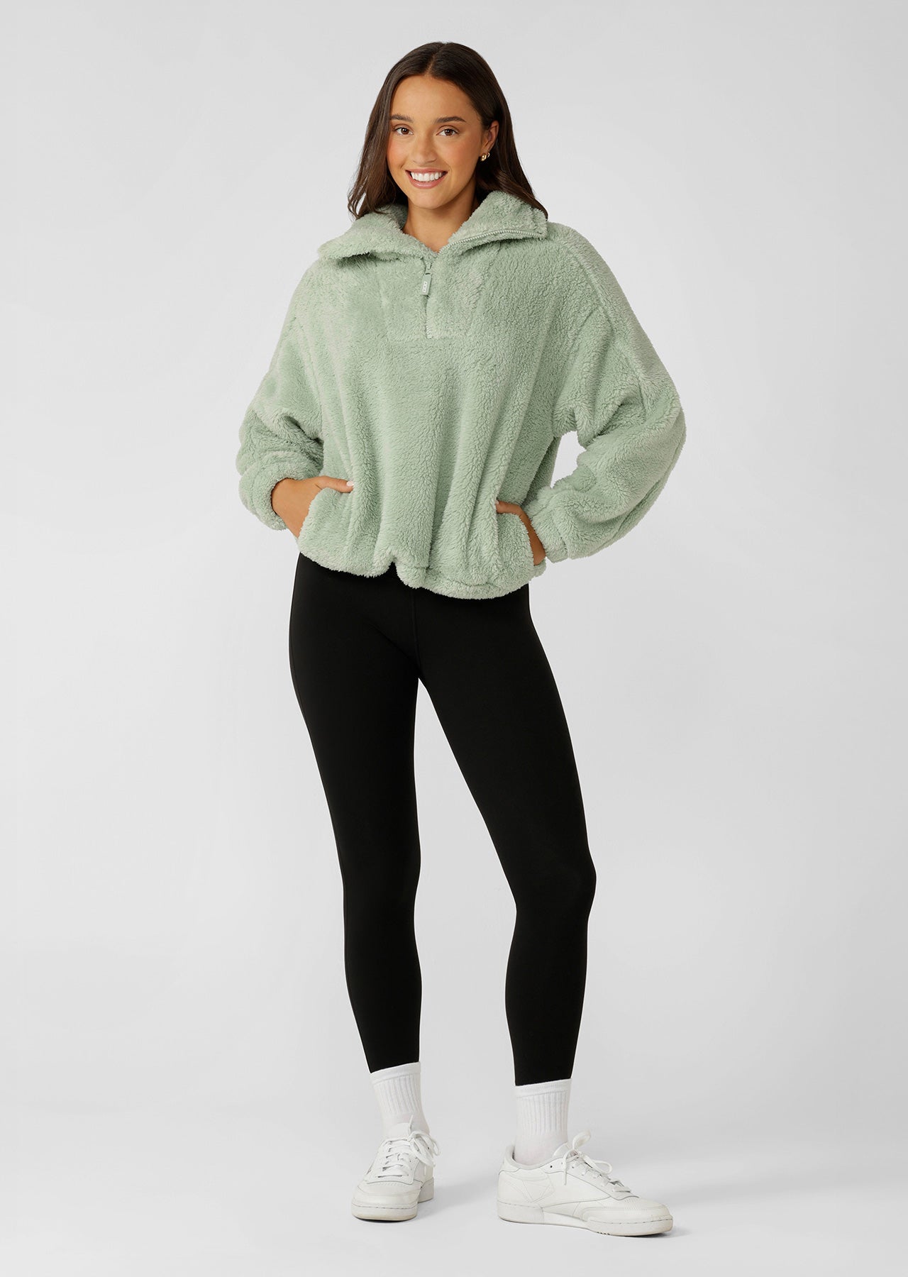 Lorna Jane Everyday Teddy Quarter Zip Sweat - Iced Matcha