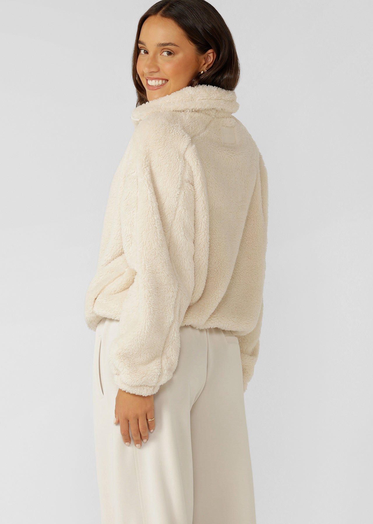 Lorna Jane Everyday Teddy Quarter Zip Sweat - Ivory