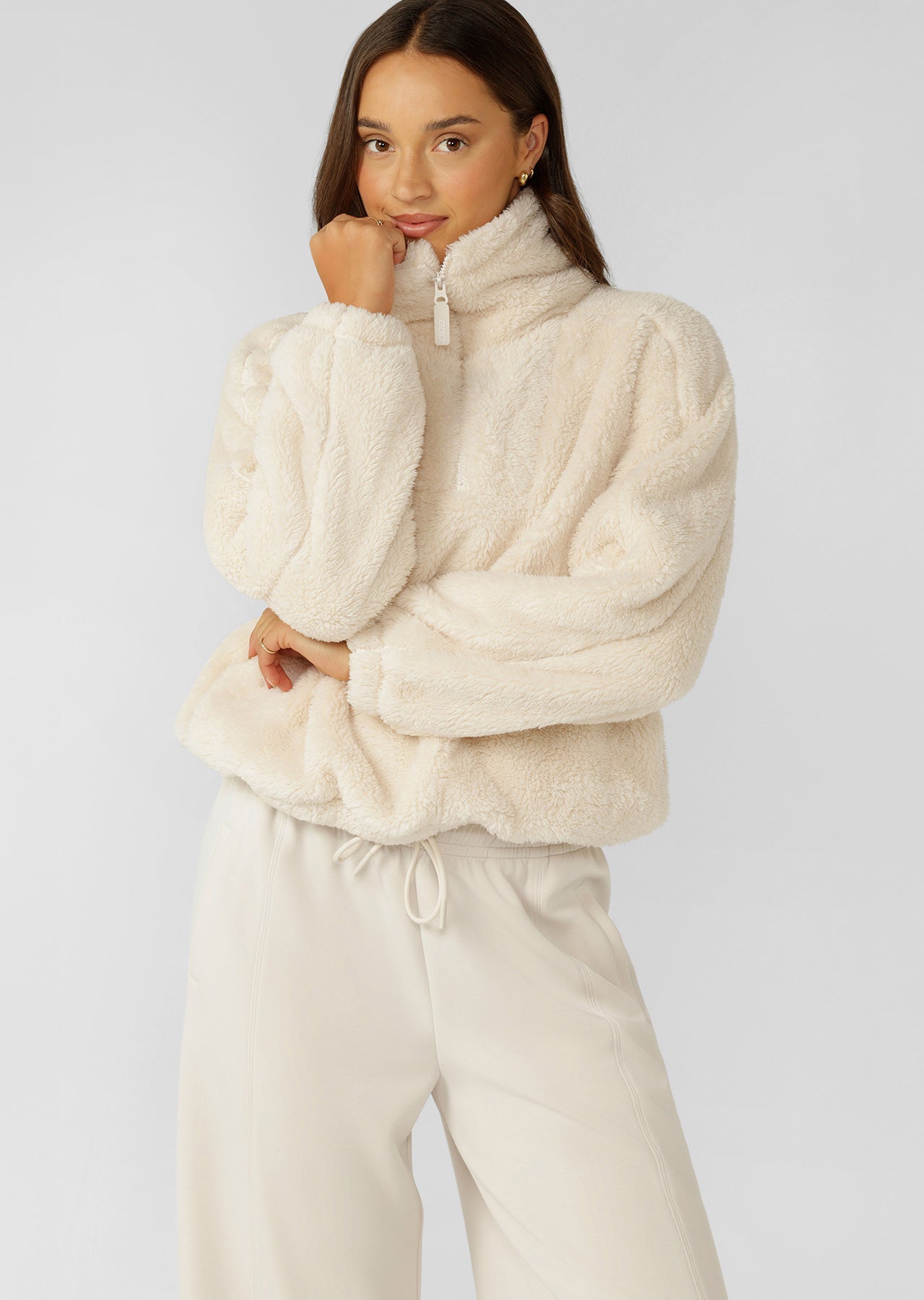 Lorna Jane Everyday Teddy Quarter Zip Sweat - Ivory