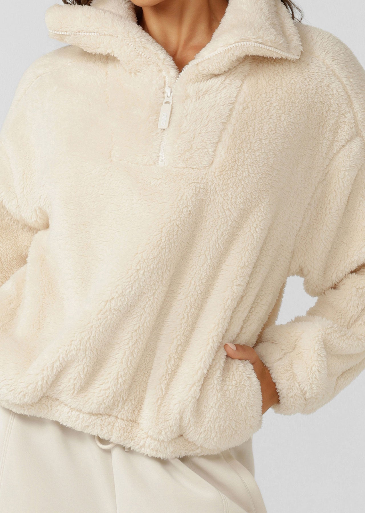 Lorna Jane Everyday Teddy Quarter Zip Sweat - Ivory