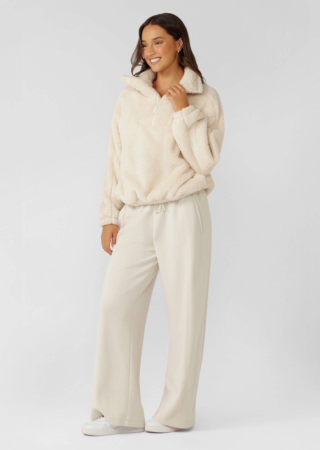 Lorna Jane Everyday Teddy Quarter Zip Sweat - Ivory