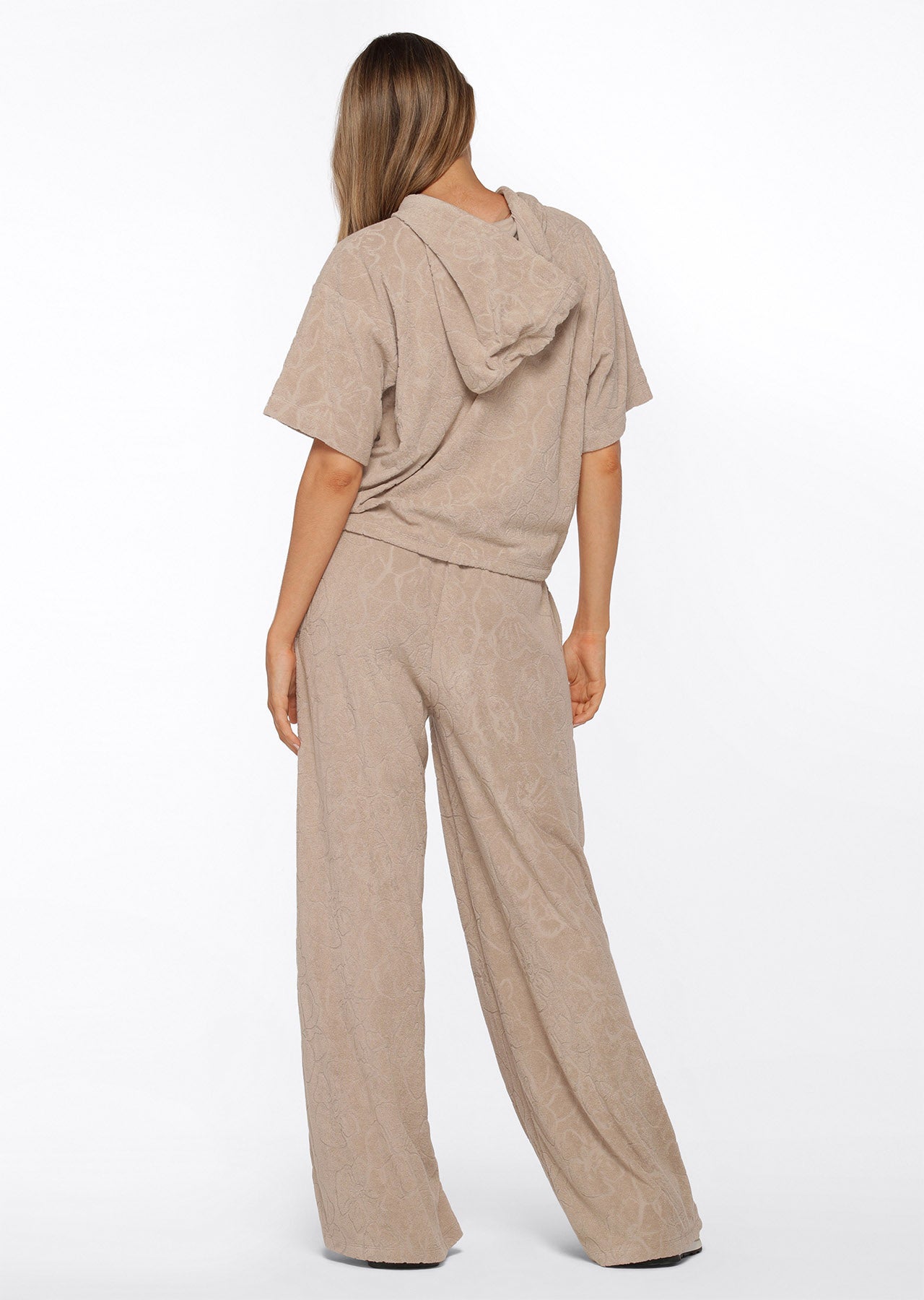 Lorna Jane Hibiscus Towelling Hooded Tee - Cream