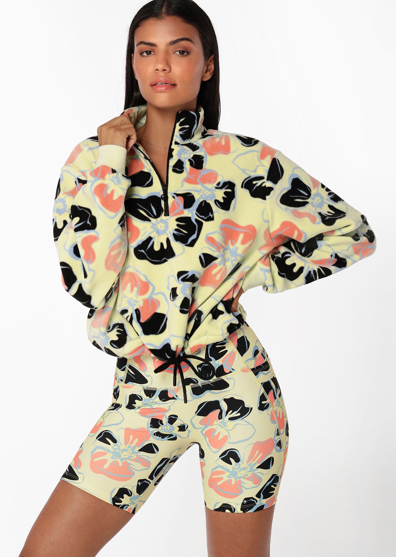Lorna Jane Hibiscus Half Zip Polar Fleece - Hibiscus Print