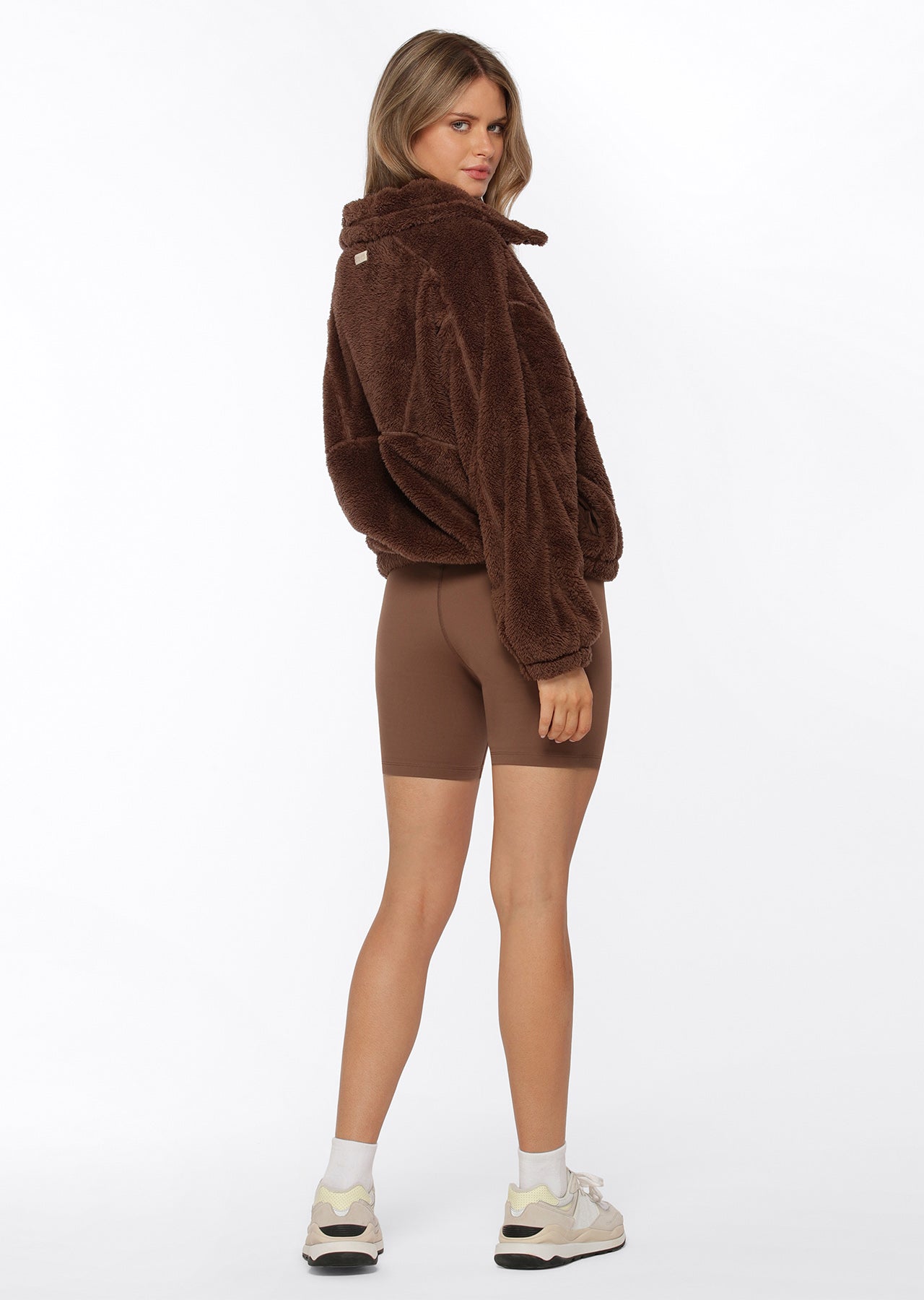 Lorna Jane Zip Front Teddy Pullover - Chocolate