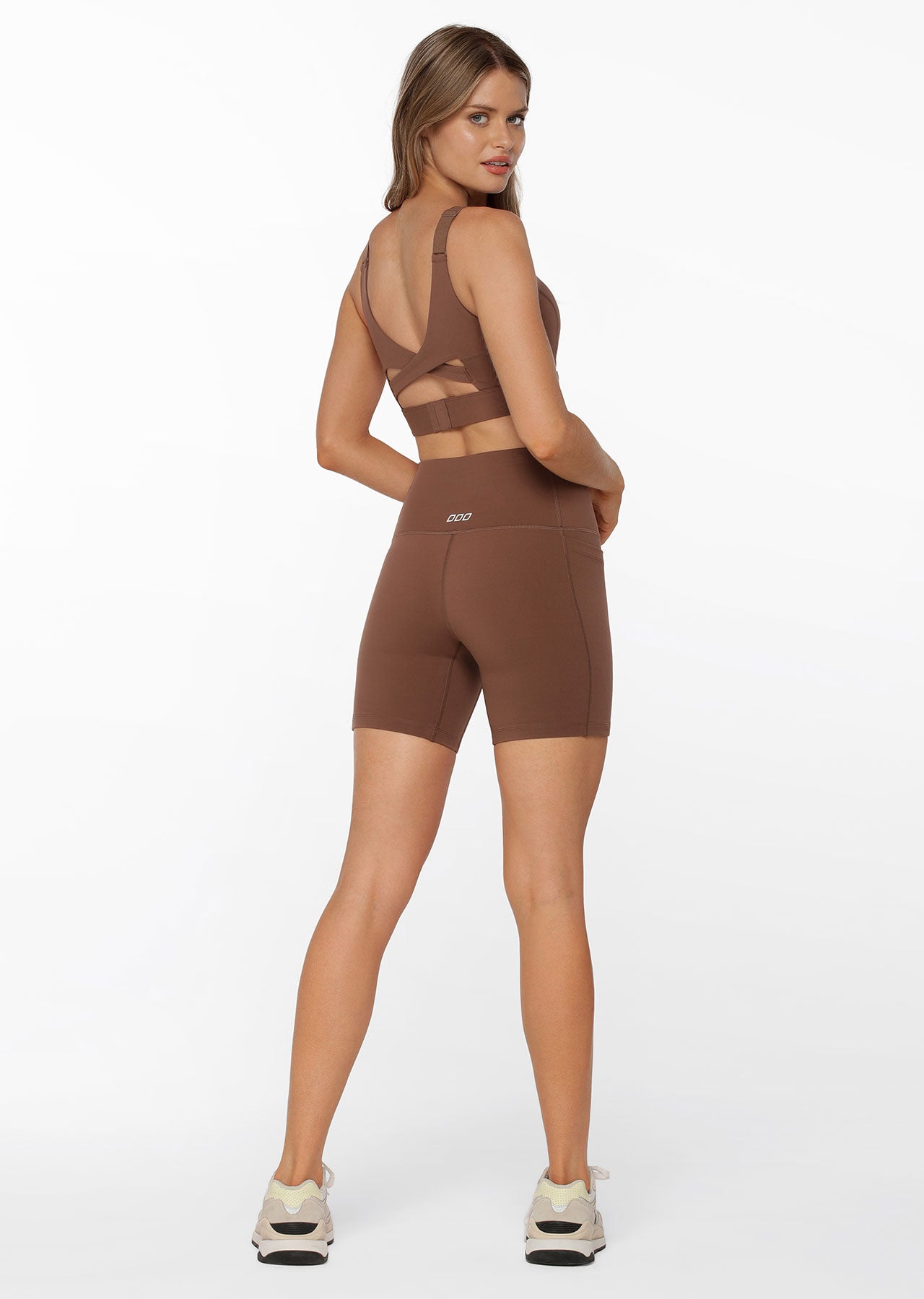 Lorna Jane Trackside Phone Pocket Bike Shorts - Chocolate