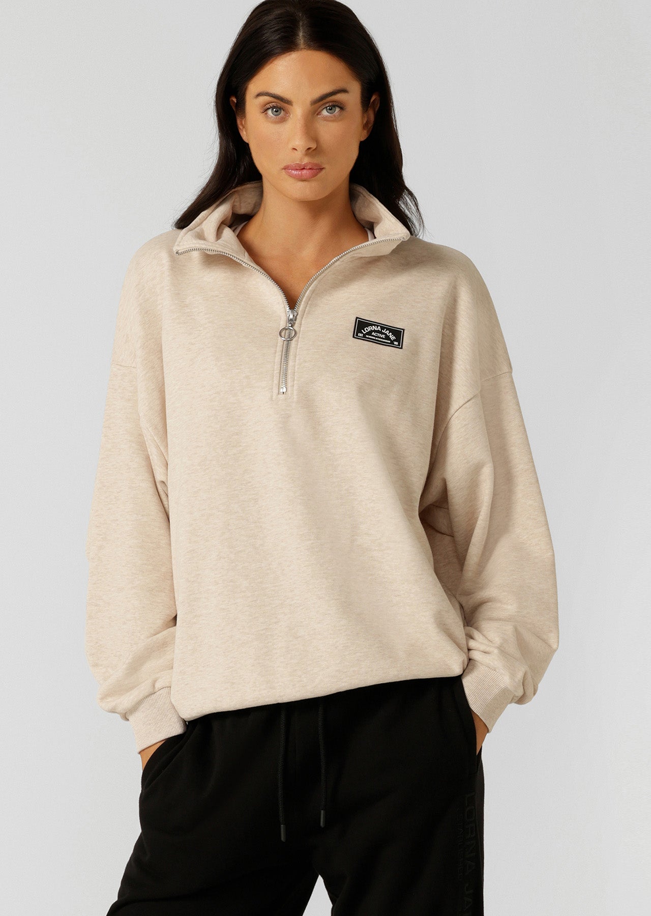 Lorna Jane LJ Sport Quarter Zip Sweat - Oat Marl