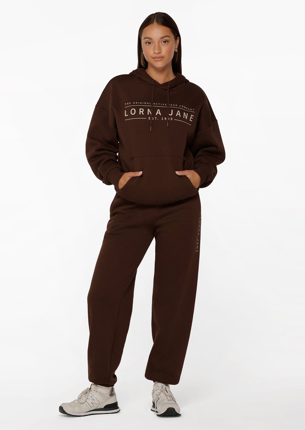 Lorna Jane Lounge Fleece Hoodie - Espresso