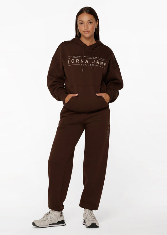 Lorna Jane Lounge Fleece Hoodie - Espresso