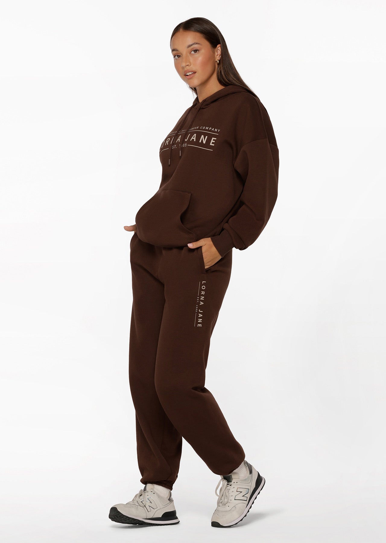 Lorna Jane Lounge Fleece Hoodie - Espresso
