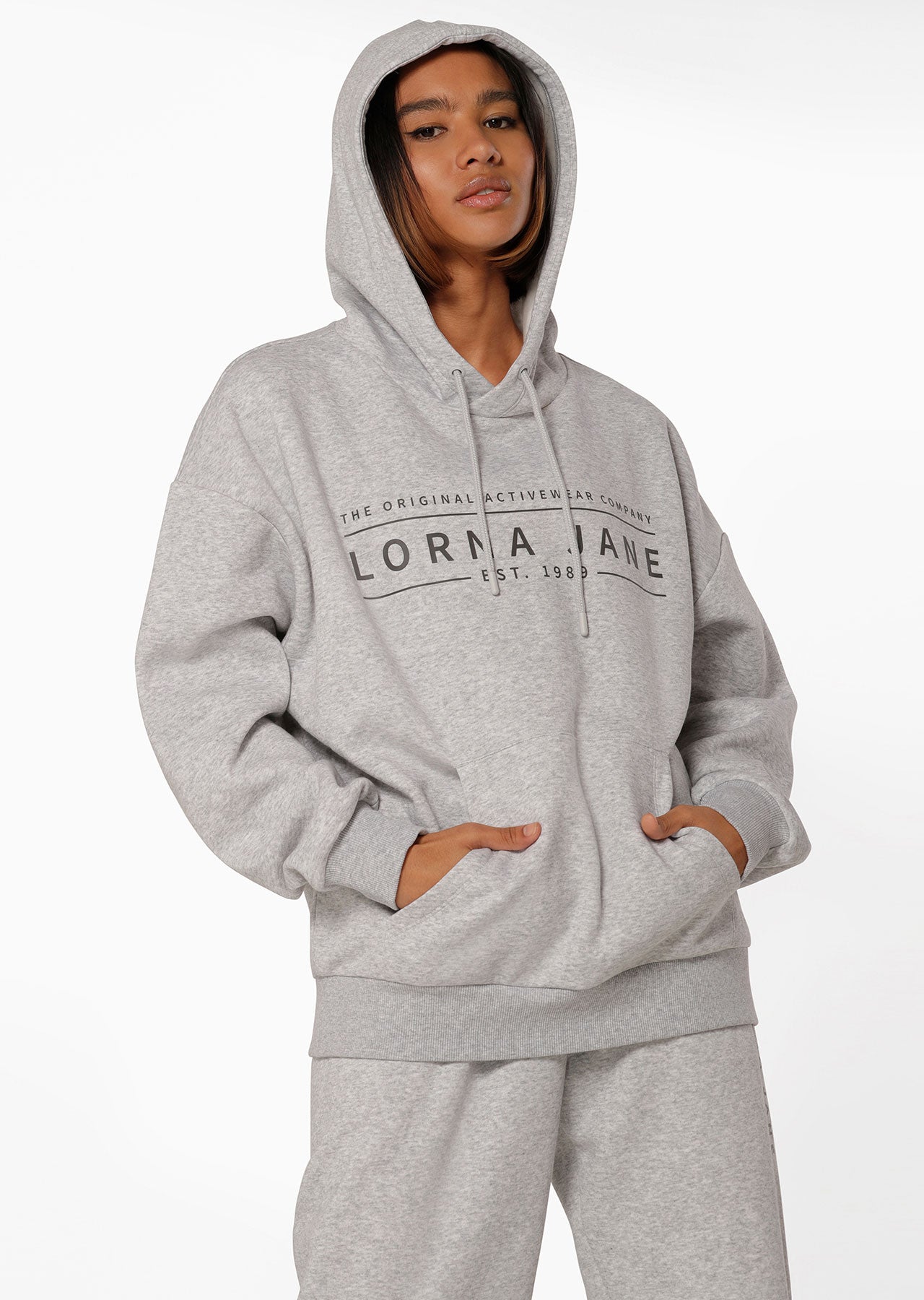 Lorna Jane Lounge Fleece Hoodie - Grey Marl