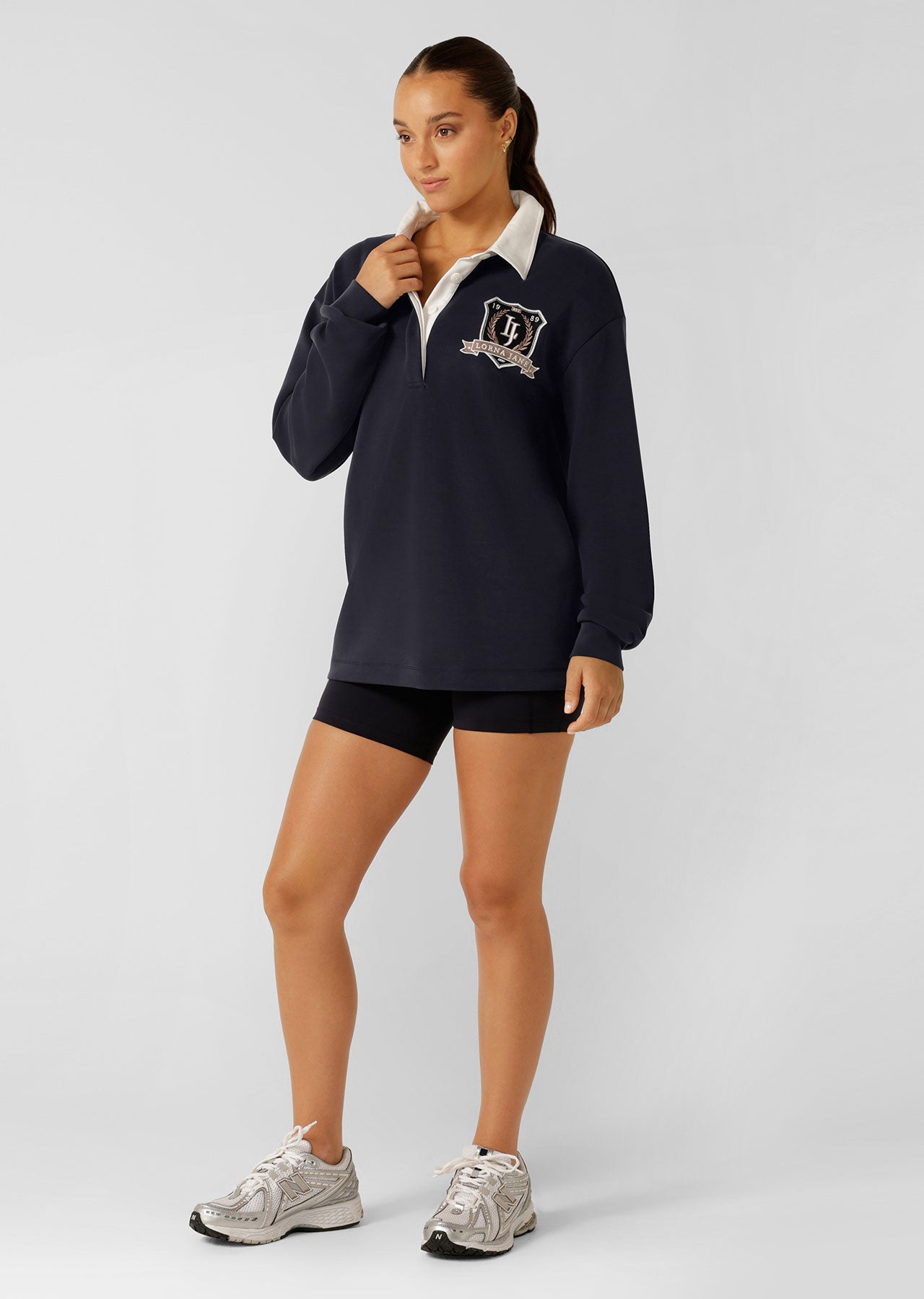 Lorna Jane Heritage Rugby Long Sleeve Top - Midnight Blue