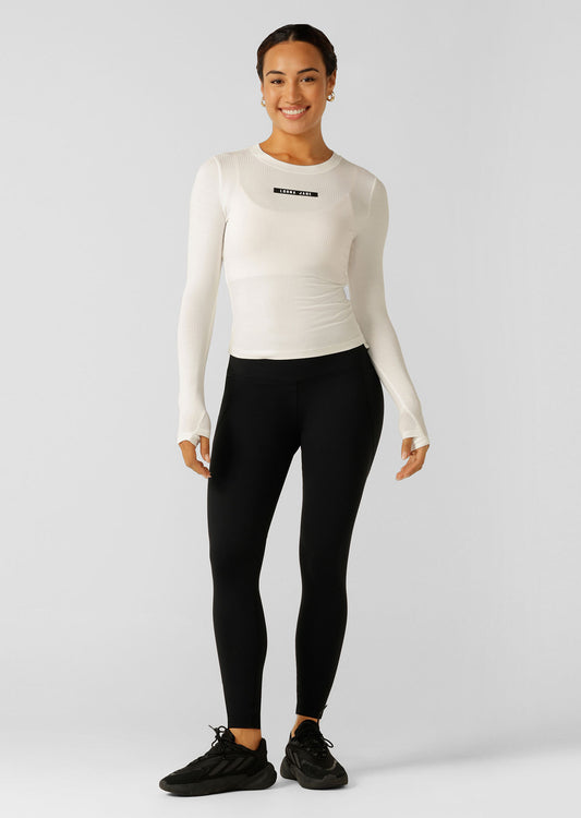 Lorna Jane Easy Adjust Longsleeve Rib Top - Porcelain