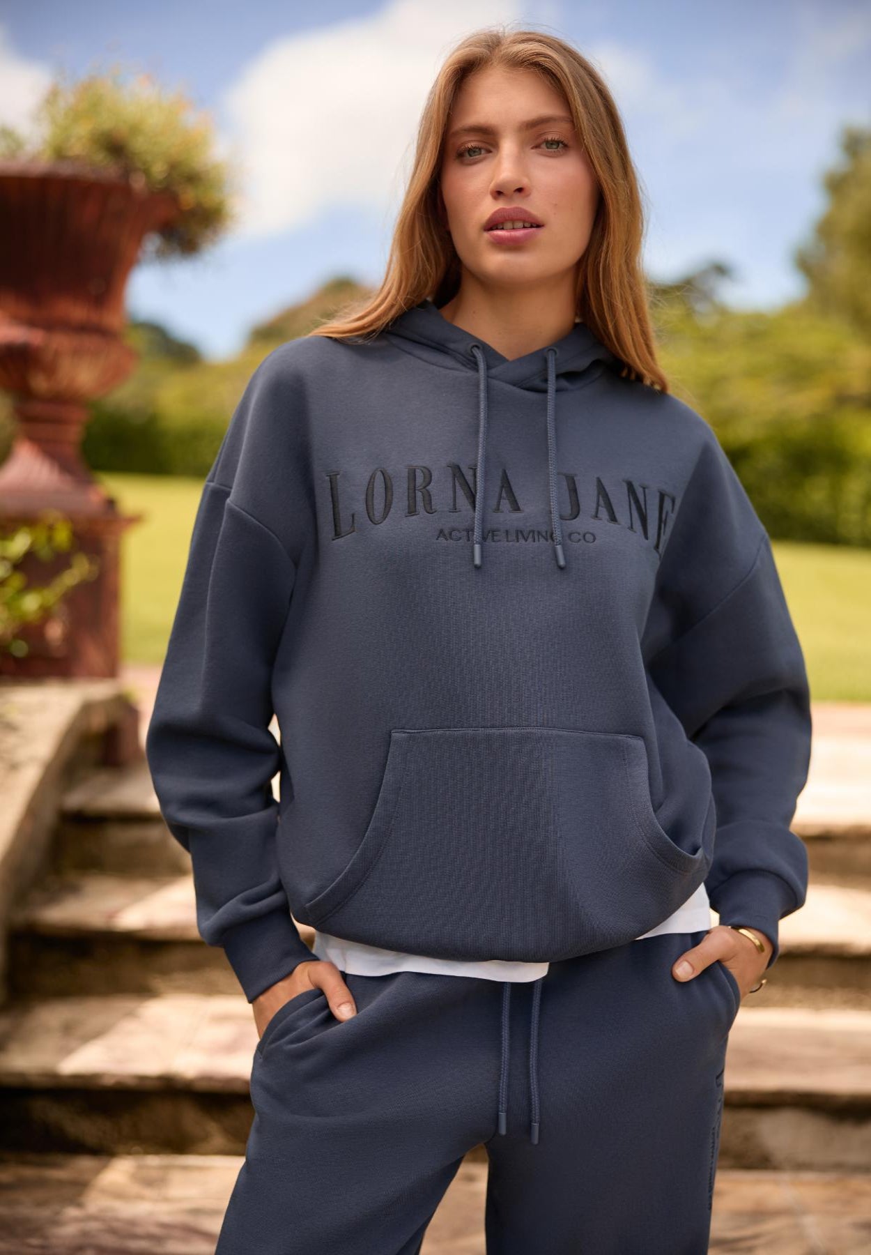 Lorna Jane Lounge Fleece Hoodie - Ash Blue
