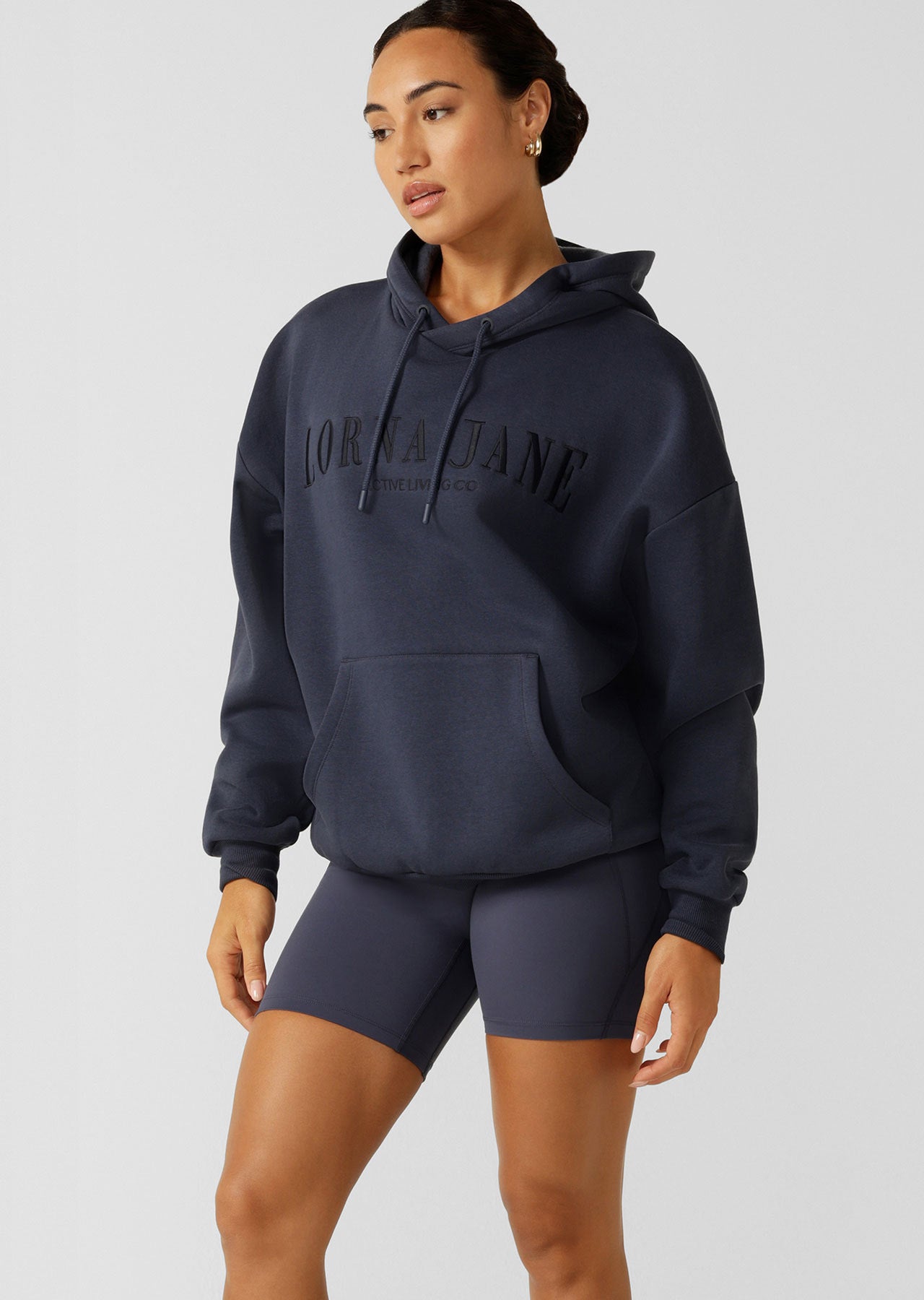 Lorna Jane Lounge Fleece Hoodie - Ash Blue