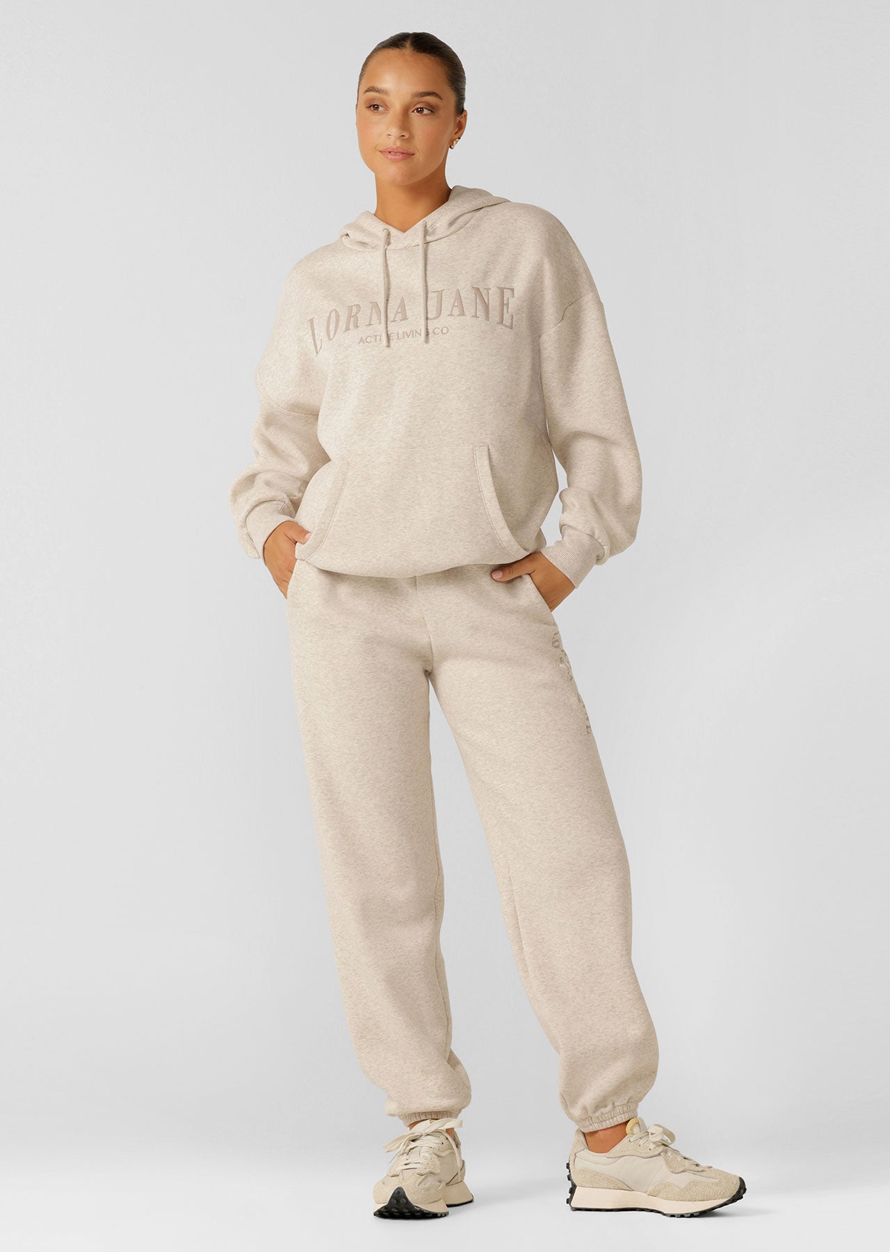 Lorna Jane Lounge Fleece Hoodie - Oat Marl