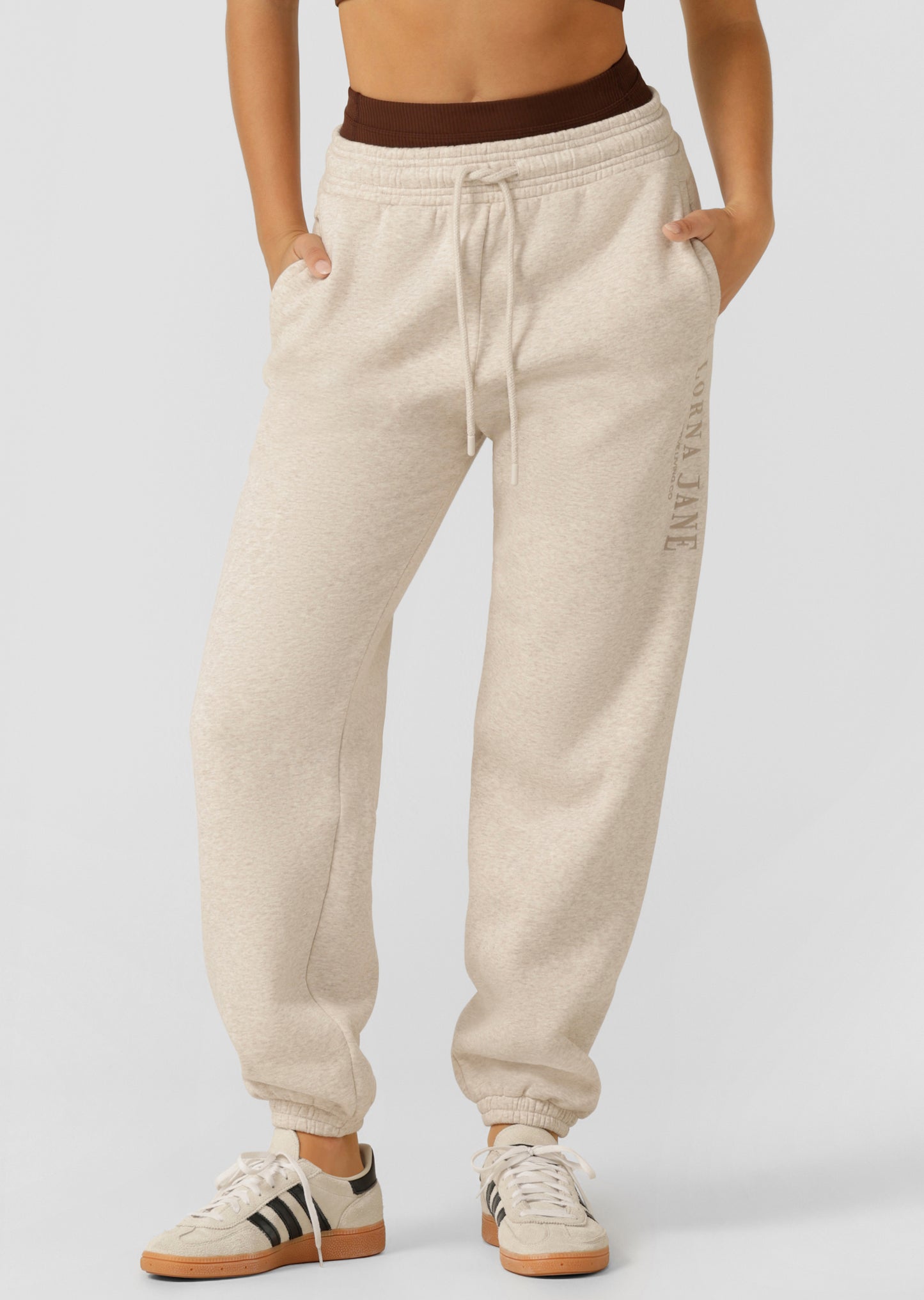 Lorna Jane Lounge Fleece Trackpants - Oat Marl