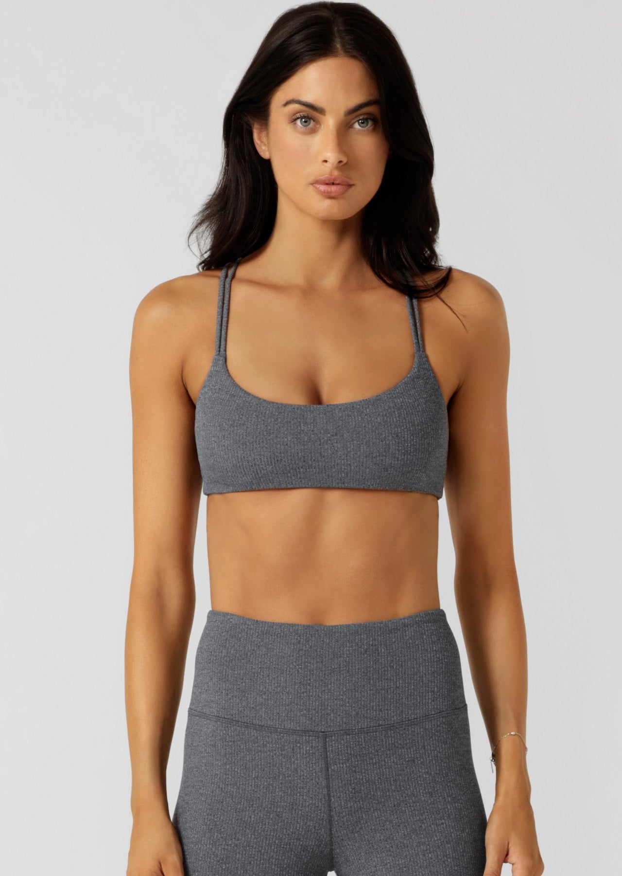 Lorna Jane Divine Rib All Day Sports Bra - Midnight Blue Marl