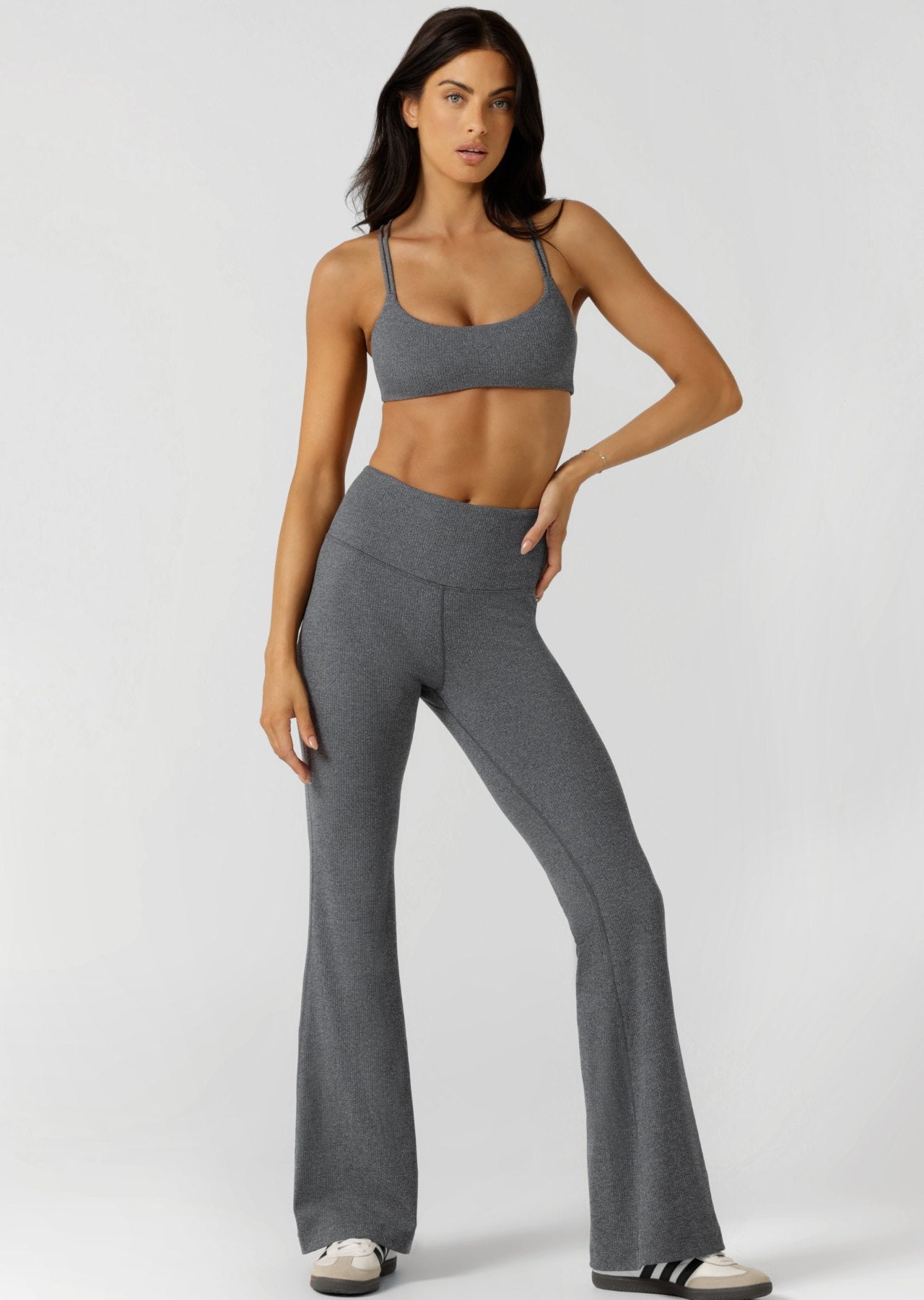 Lorna Jane Divine Rib All Day Sports Bra - Midnight Blue Marl