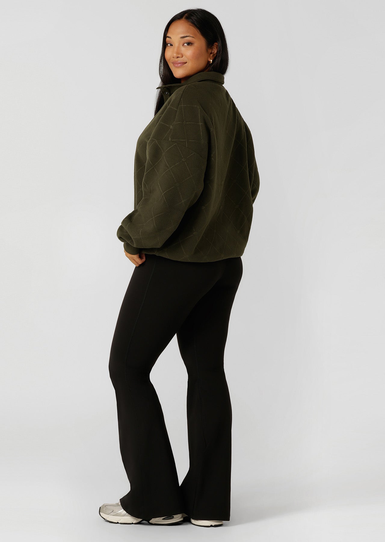 Lorna Jane Iconic Monogram Fleece Sweat - Luxury Green