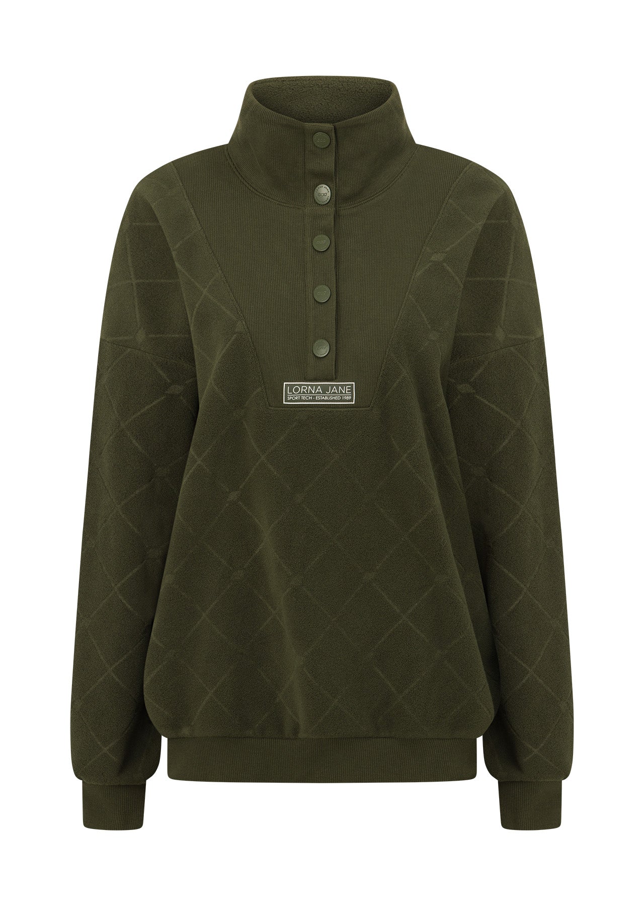 Lorna Jane Iconic Monogram Fleece Sweat - Luxury Green