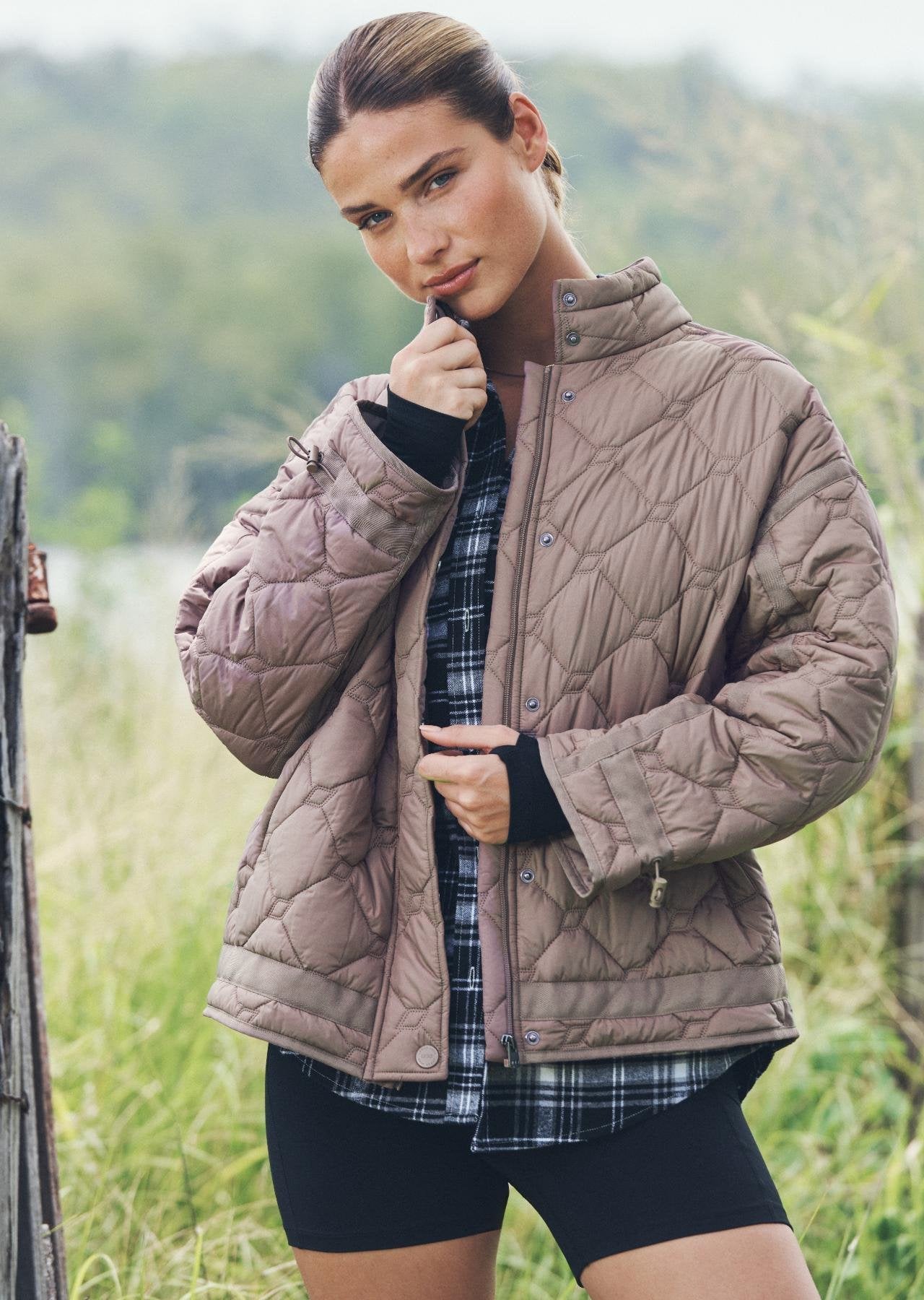 Lorna Jane Comfort Zone Quilted Jacket - Bone