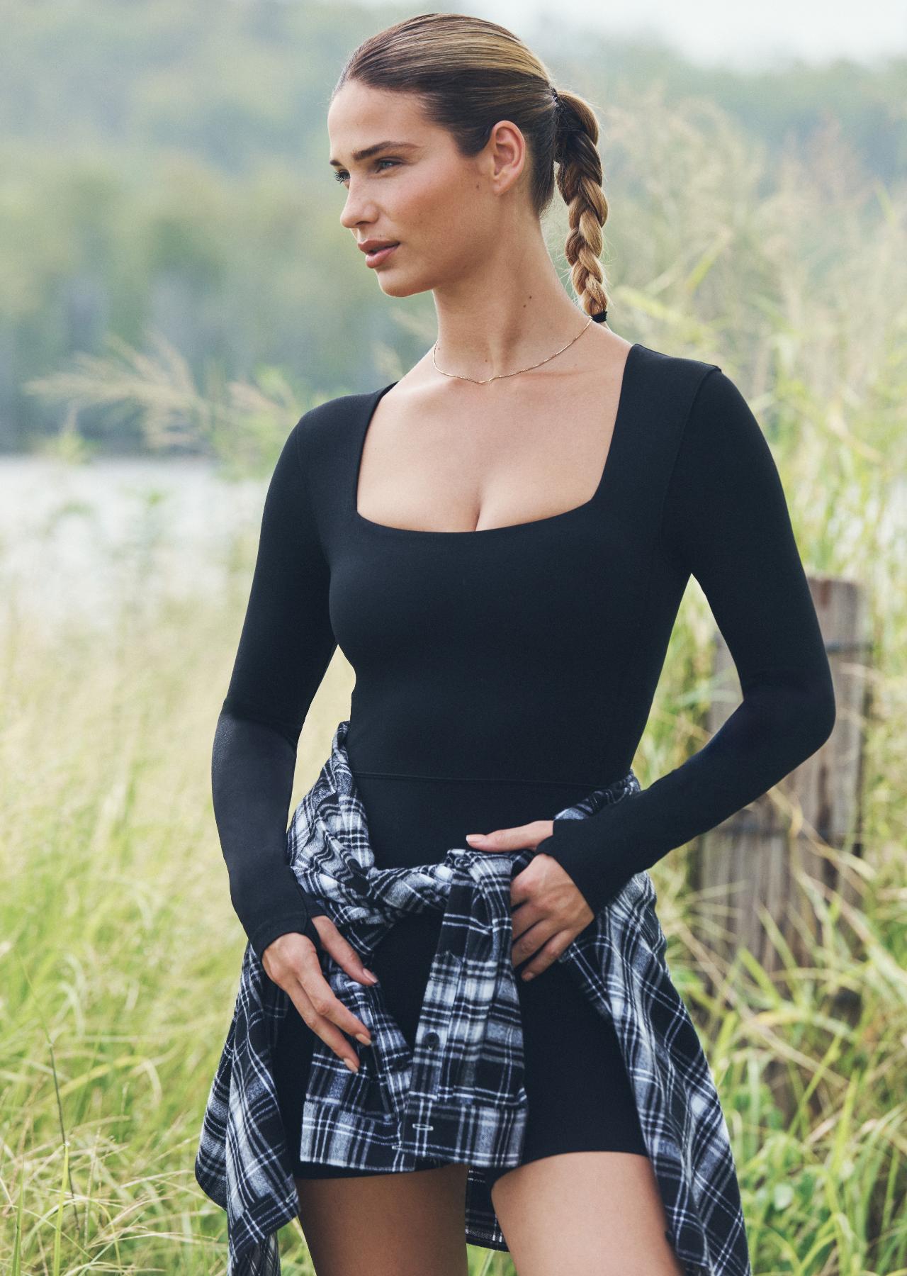 Lorna Jane Effortless Active Long Sleeve 10cm Bodysuit - Black