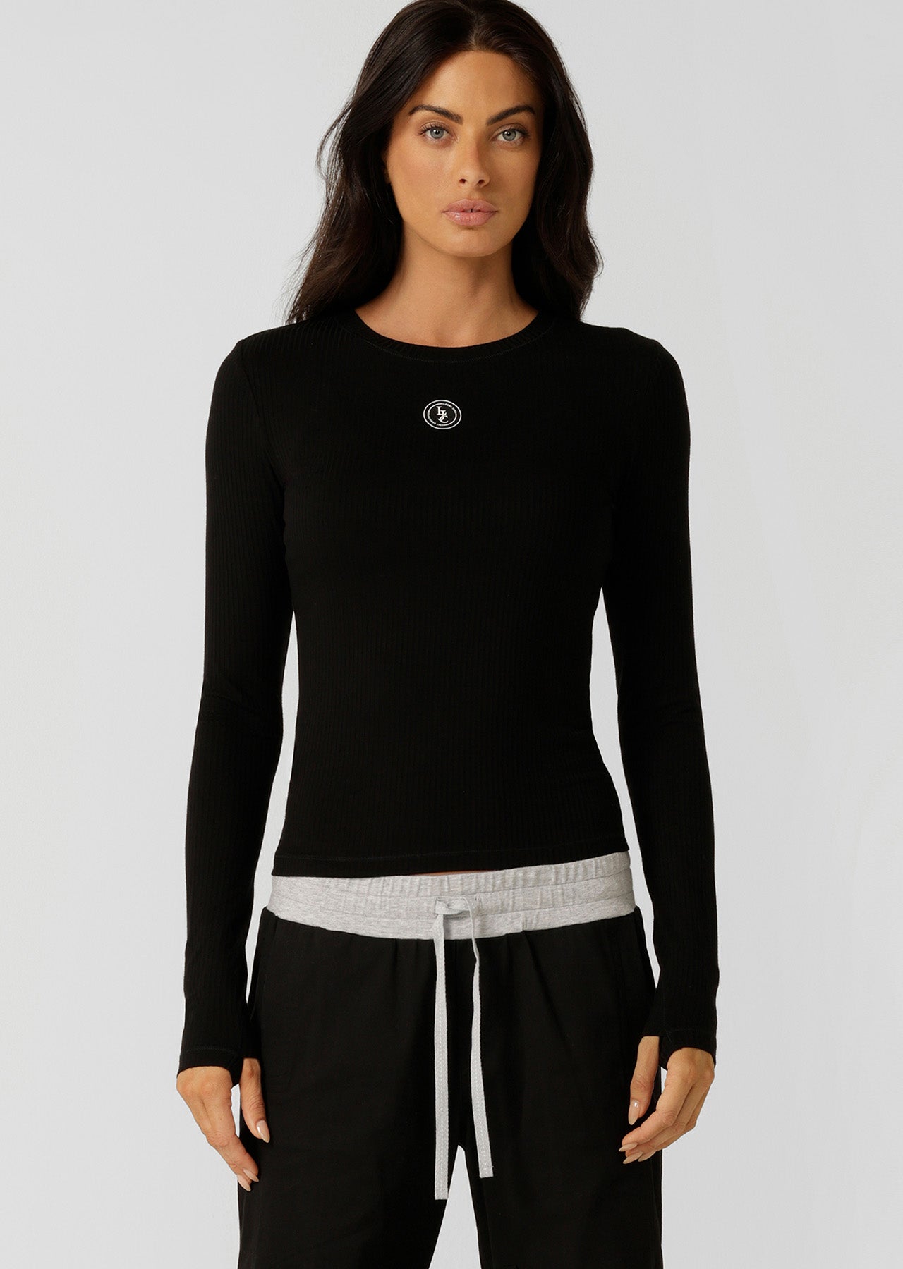 Lorna Jane Movement Long Sleeve Rib Top - Black