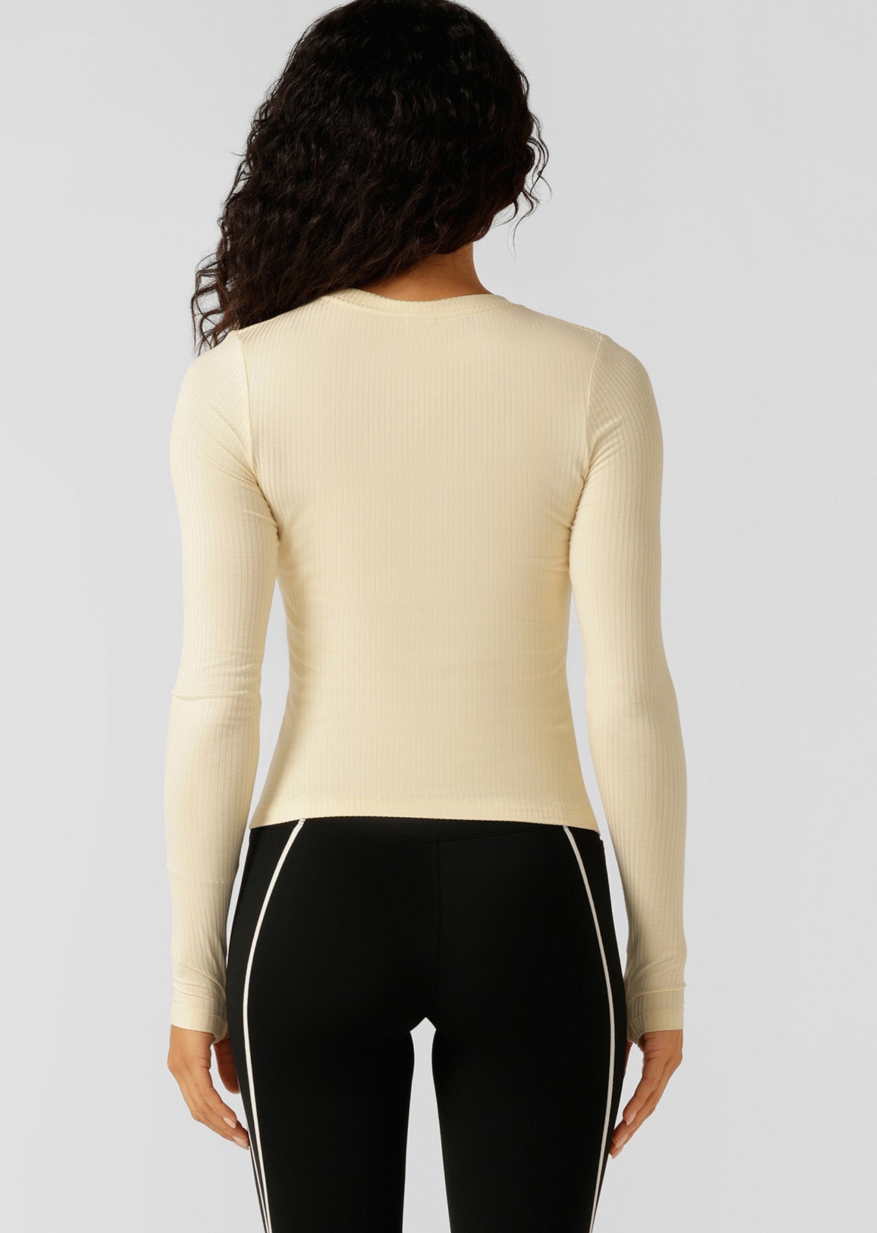 Lorna Jane Movement Long Sleeve Rib Top - Buttermilk