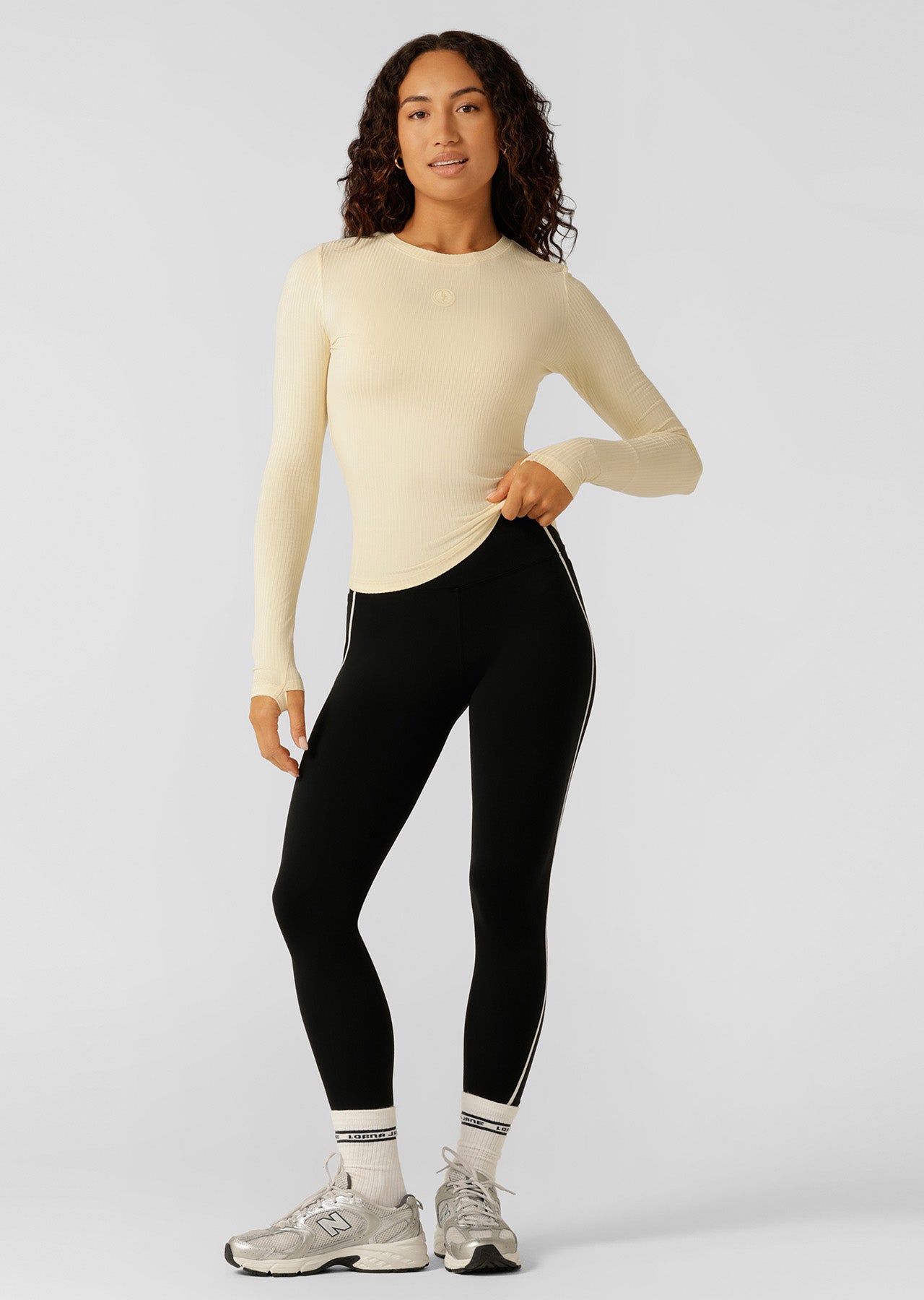 Lorna Jane Movement Long Sleeve Rib Top - Buttermilk