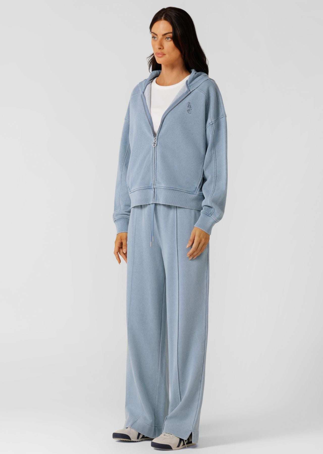 Lorna Jane Movement Washed Zip Through Hoodie - Washed Blue