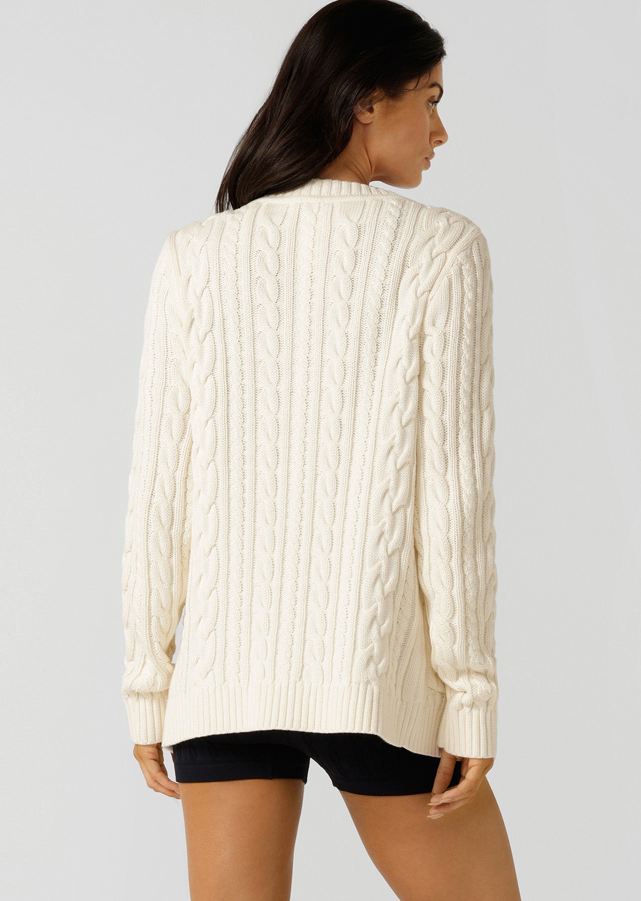 Lorna Jane Iconic Cable Knit Cardigan - Cream