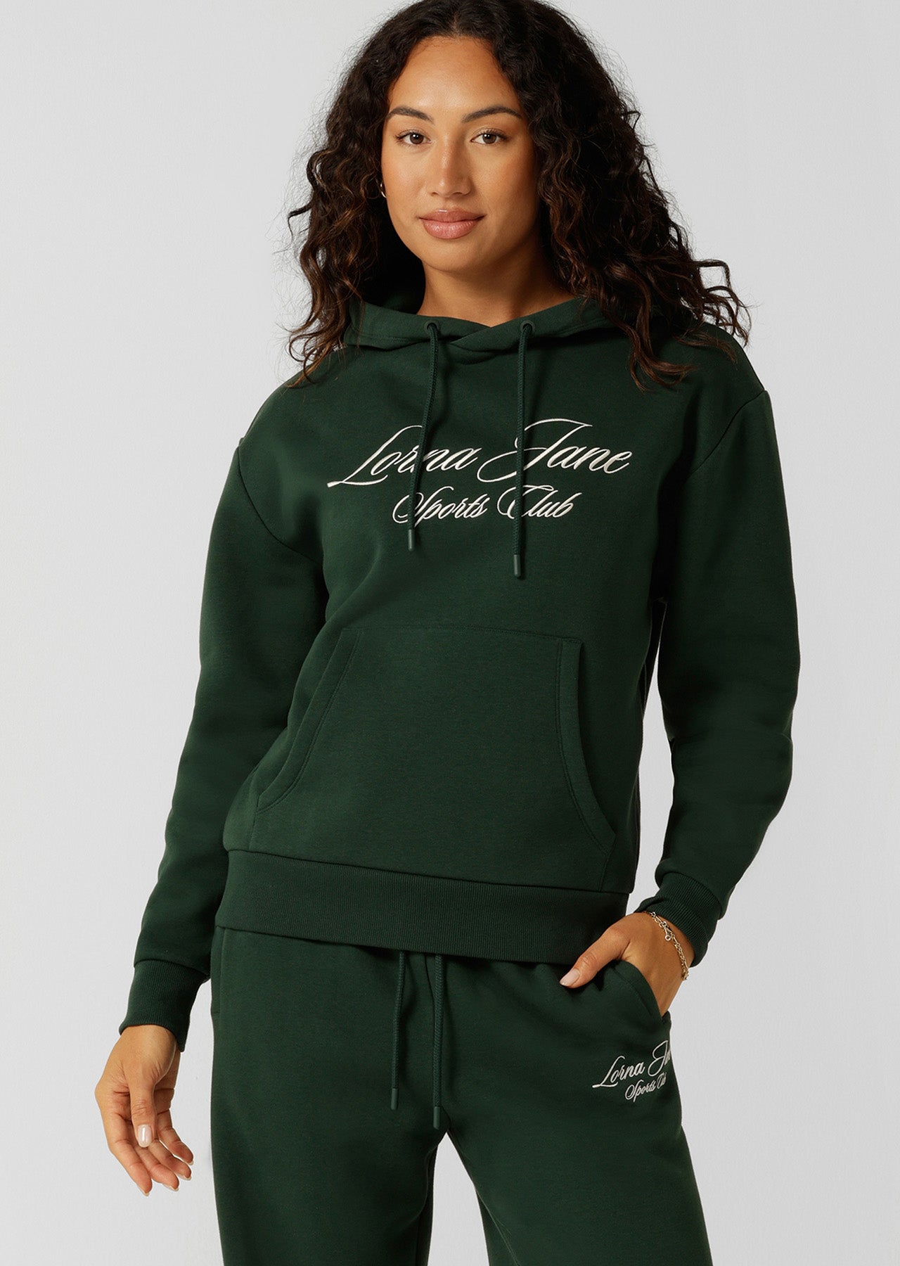 Lorna Jane Sports Club Fleece Hoodie - Dark Green