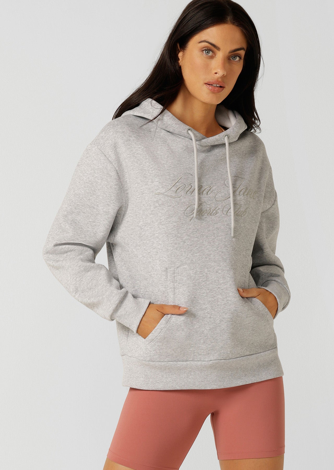 Lorna Jane Sports Club Fleece Hoodie - Grey Marl