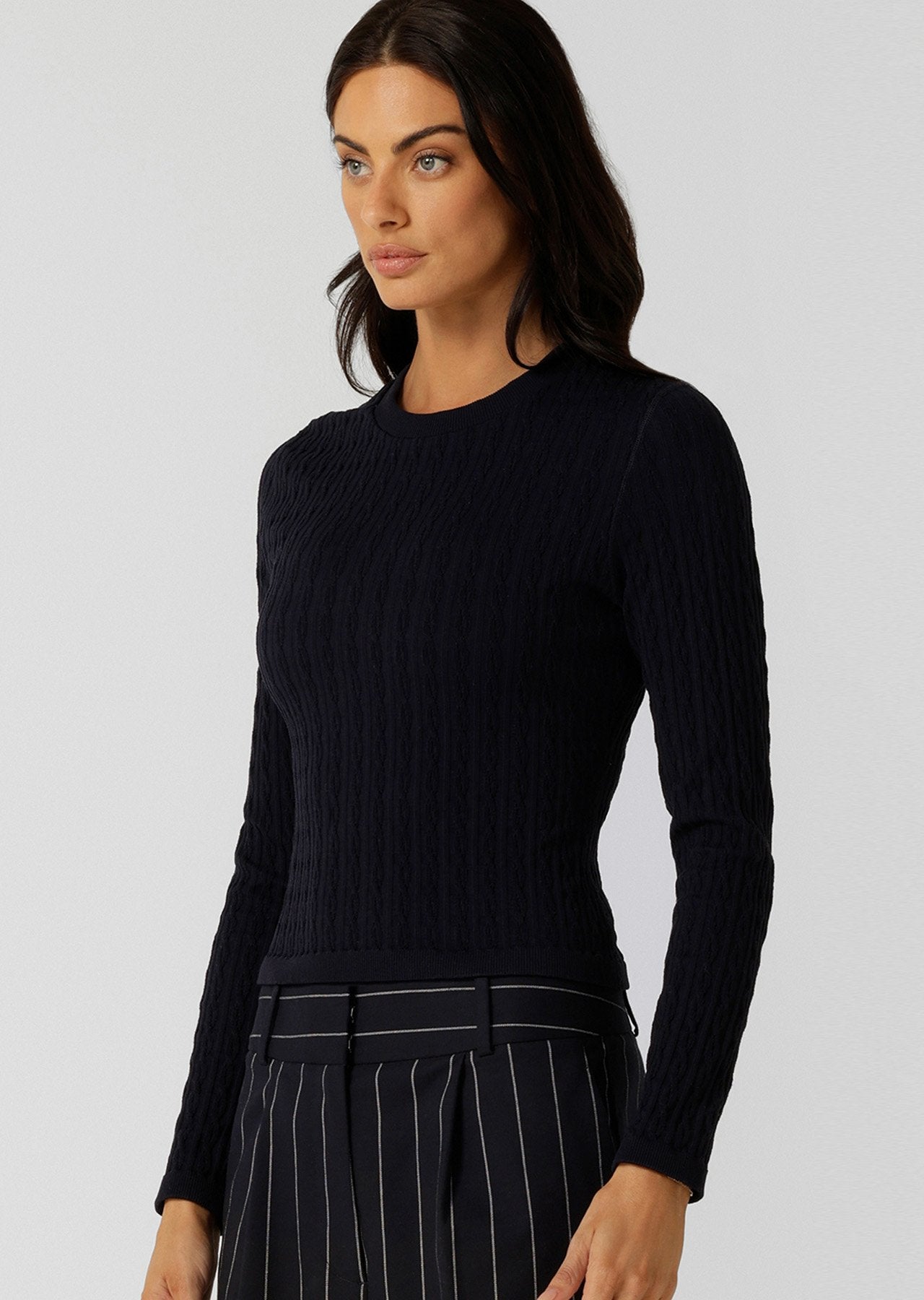 Lorna Jane Cable Seamless Long Sleeve Top - Midnight Blue