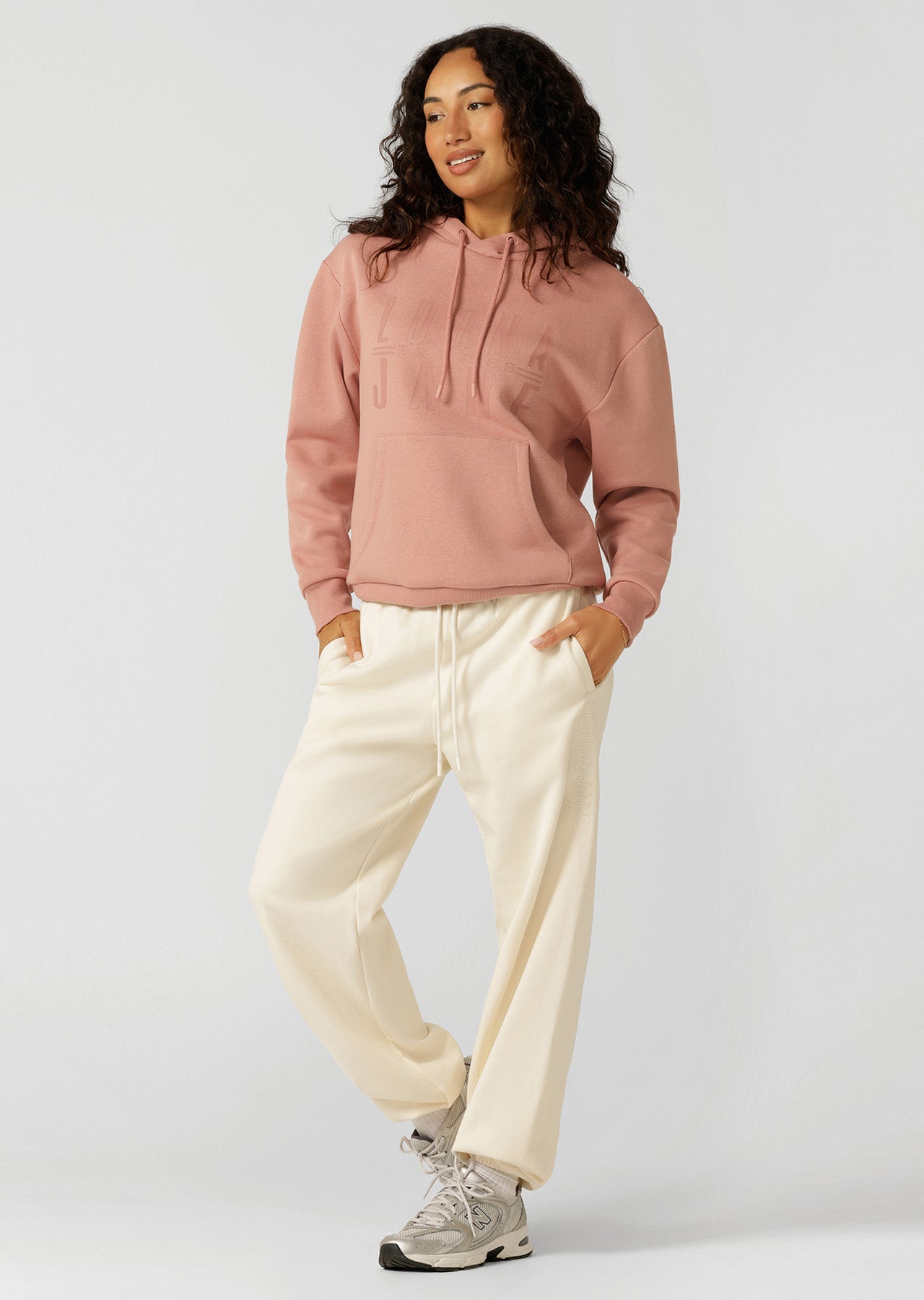 Lorna Jane Lounge Fleece Hoodie - Ash Rose