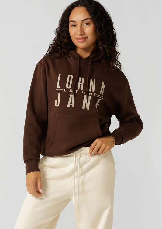 Lorna Jane Lounge Fleece Hoodie - Espresso