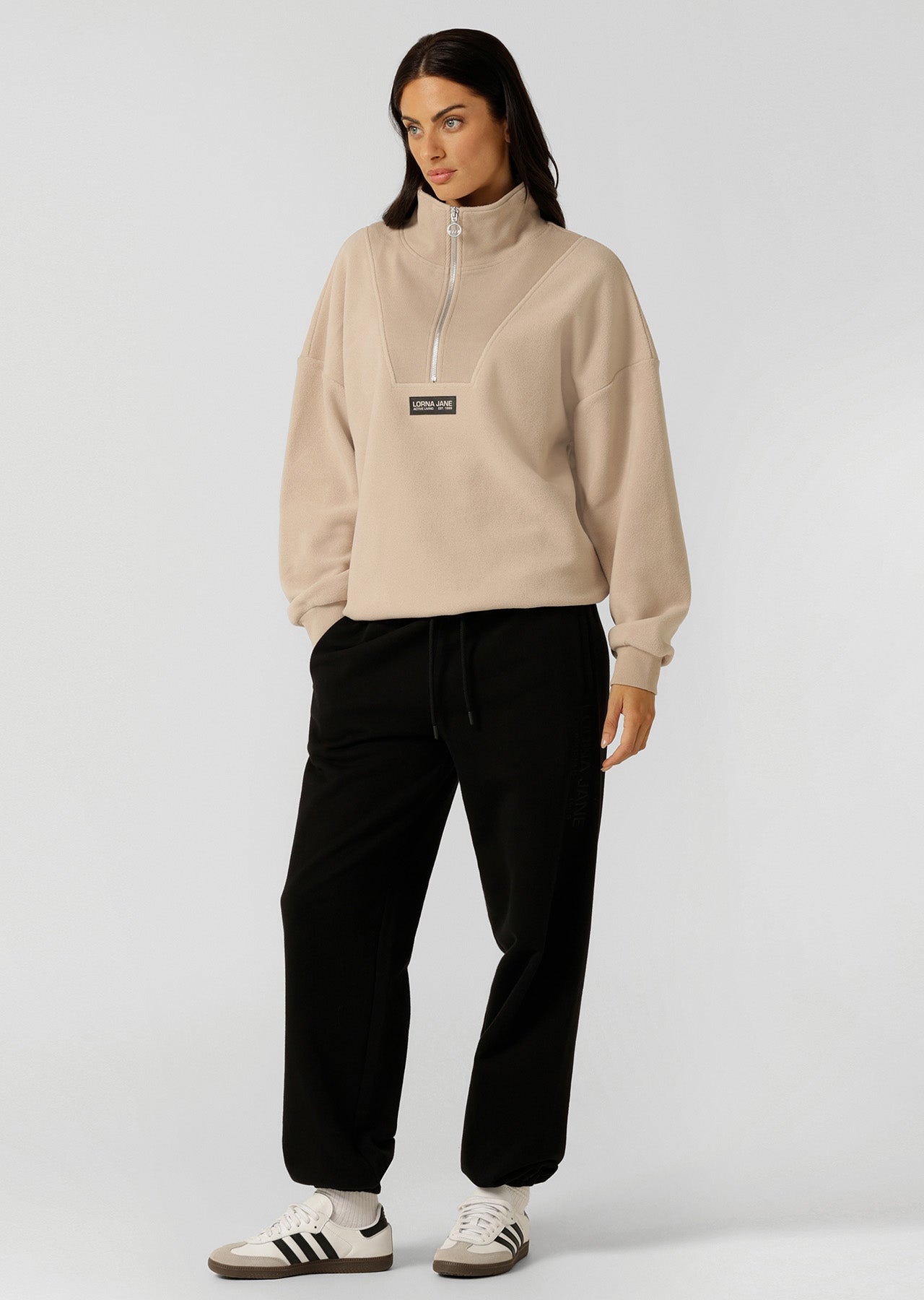 Lorna Jane Clubhouse Polar Fleece 1/2 Zip - Latte